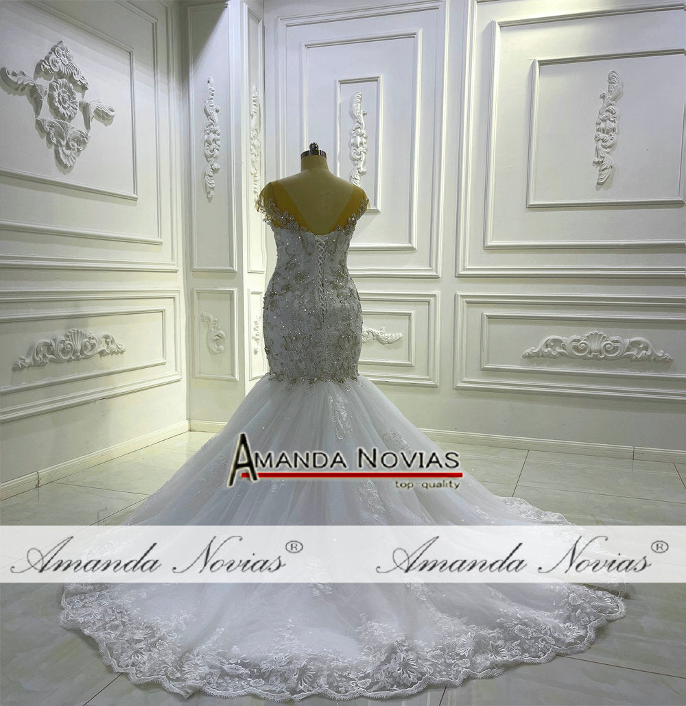 Luxury Beaded Mermaid Wedding Dress AM1315 – Elegant Bridal Gown for Beach, Church & Formal Weddings