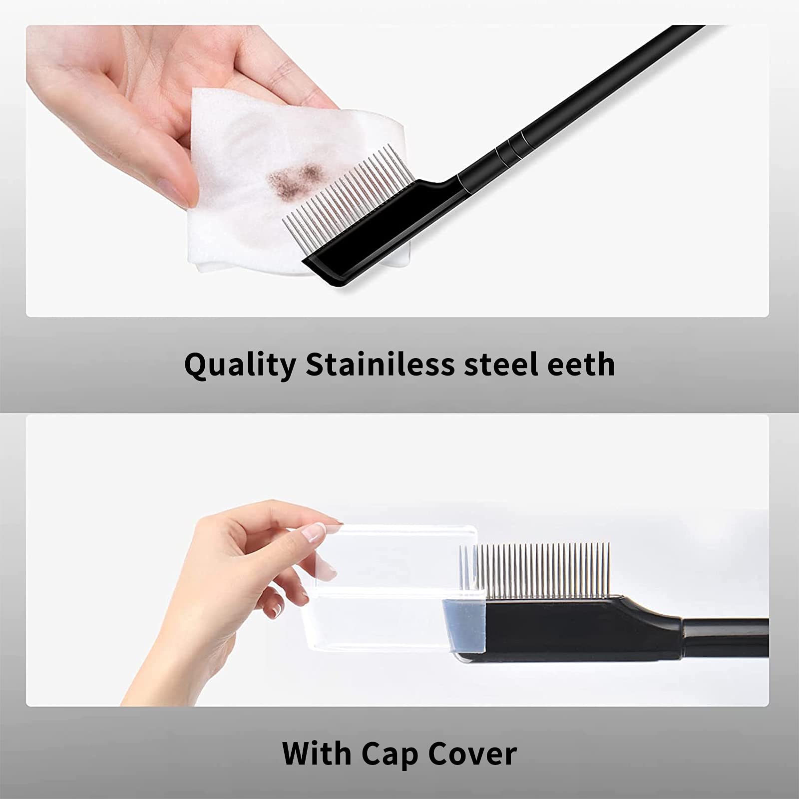 Eyelash Comb & Separator with Metal Teeth - 2 Pack Mascara Brush for Perfectly Separated Lashes | Ideal for Professional Makeup & Home Use