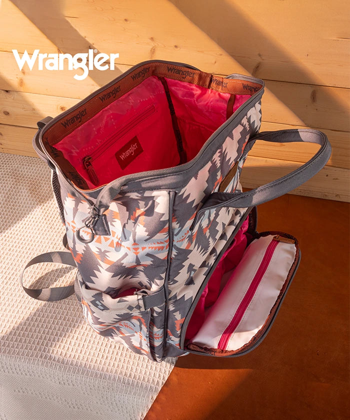 Wrangler Aztec Printed Diaper Bag - Stylish & Spacious Baby Essentials Organizer for Travel, Outings & Everyday Use