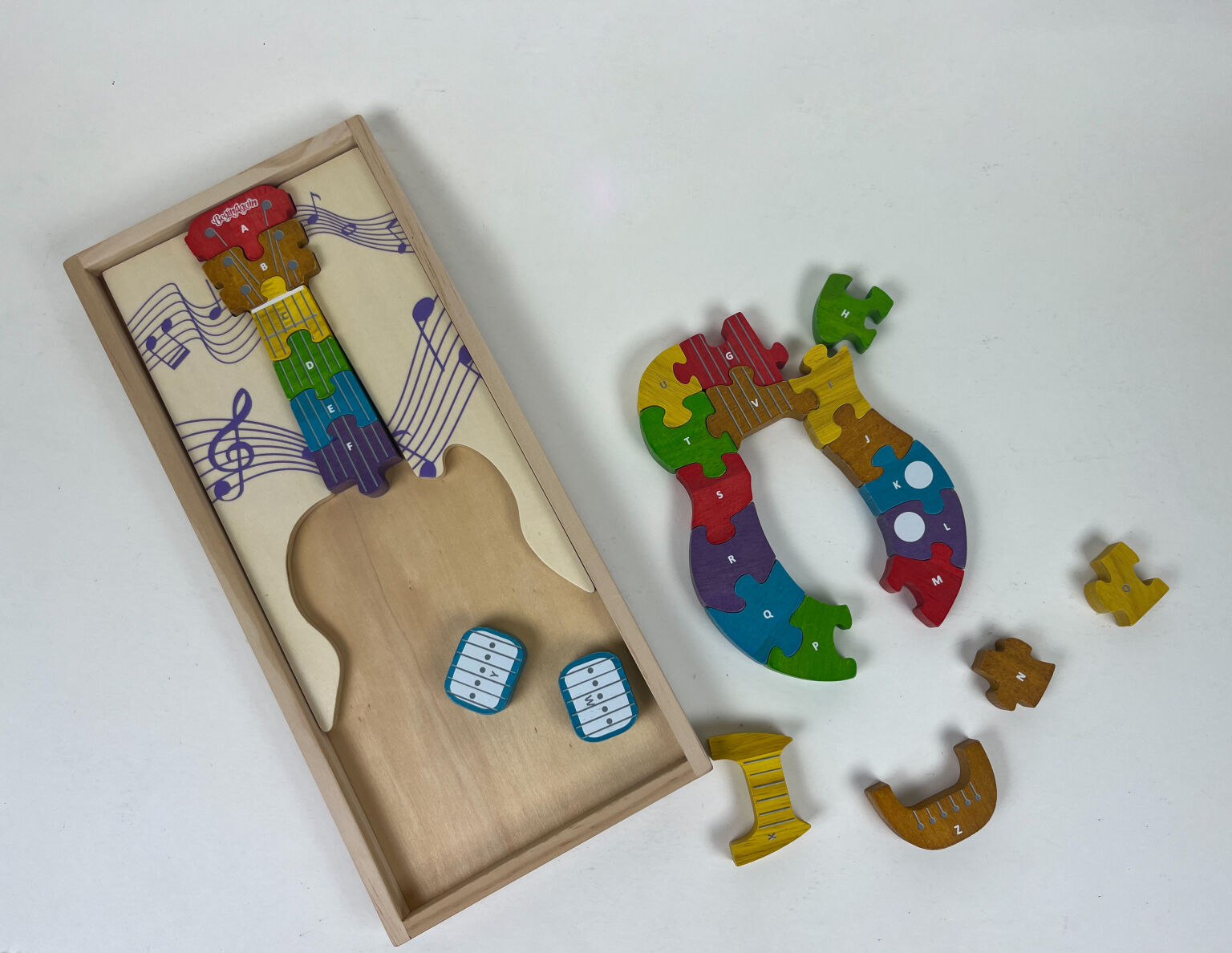 Begin Again Guitar A-Z Puzzle - Wooden Educational Toy for Kids & Adults - Perfect for Learning Letters, Music & Problem Solving at Home or School