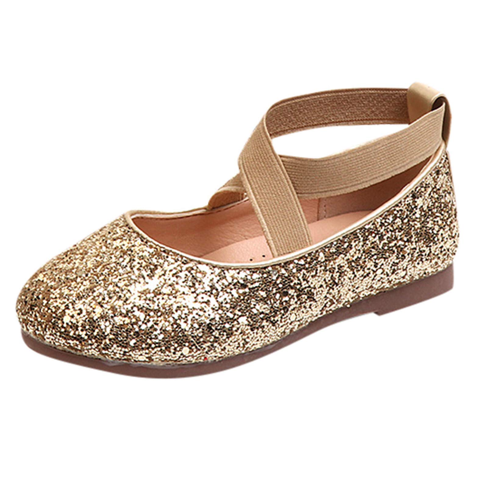 **Kelon Gold Sequins Baby Girl Shoes - Princess Toddler Flats for Dancing & Parties**