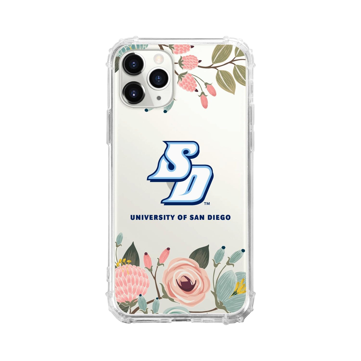 OTM Essentials Rugged Phone Case for iPhone 13 Pro - Shockproof Protective Cover with Reinforced Edges, Classic White Design | Perfect for University of San Diego Students & Active Lifestyles