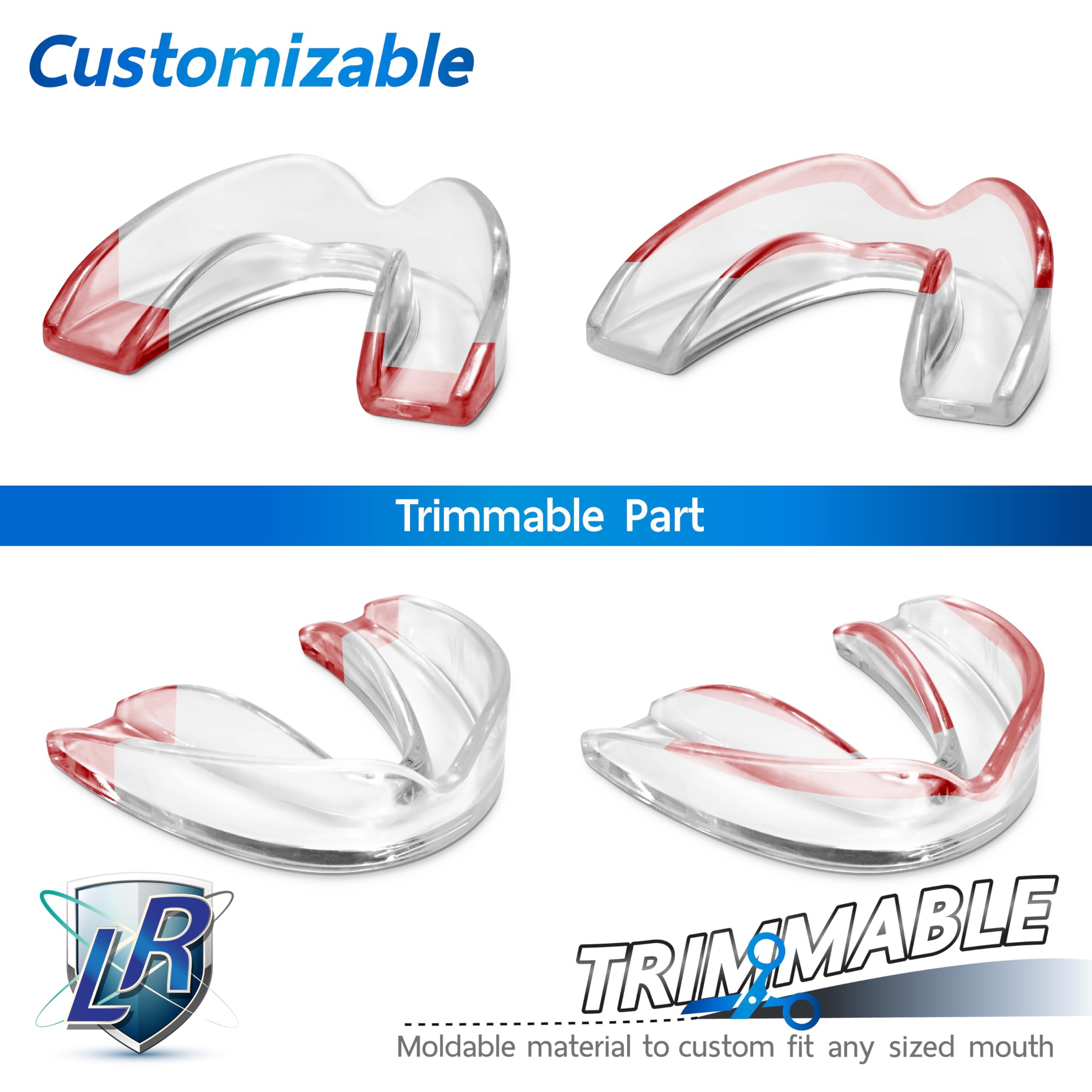 Customizable Moldable Mouthguards Pack of 6 (3 Sizes) - Dental Night Guard for Teeth Grinding & Clenching, Sports Protection, Teeth Whitening Tray - Perfect for Boxing, MMA, Sleep Bruxism & Home Whitening