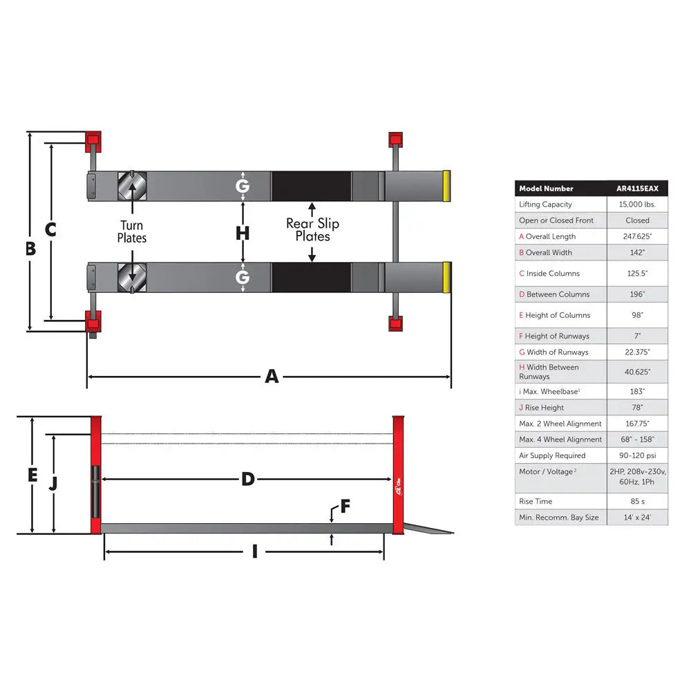 Challenger AR4115EAX 4-Post Alignment Lift - 15,000 lbs Capacity for Auto Repair Shops & Garages | Heavy-Duty Vehicle Service Equipment