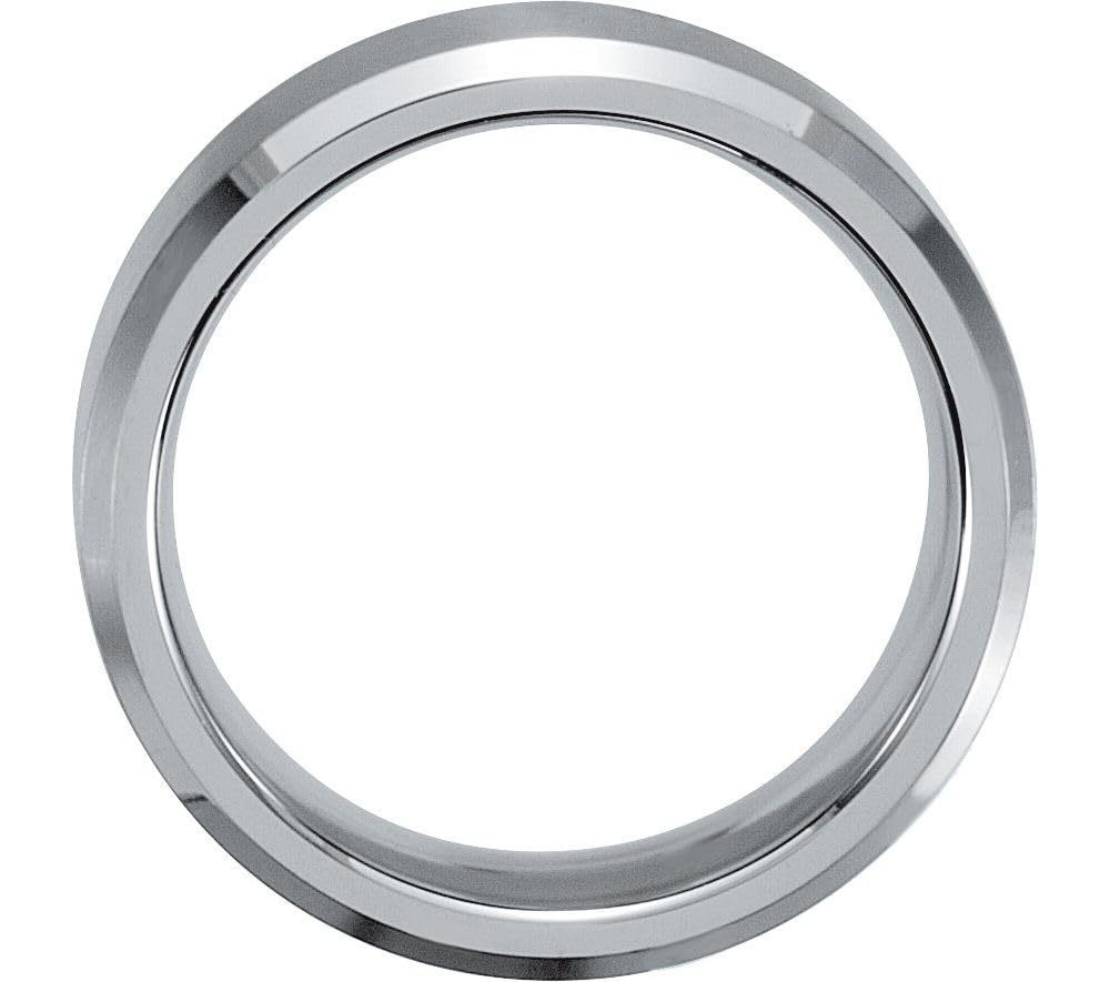 07.00mm Stainless Steel Wedding Ring Band - Satin & Polished Beveled Edge for Men & Women | Perfect for Engagements, Anniversaries & Everyday Wear