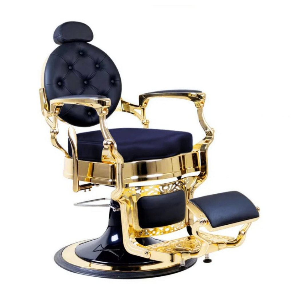 Greenlife® Throne Gold Antique Luxury Heavy Duty Swivel Barber Chair - Black & Gold Styling Salon Chair for Professional Haircuts & Shaves | Perfect for Barbershops, Salons & Home Grooming