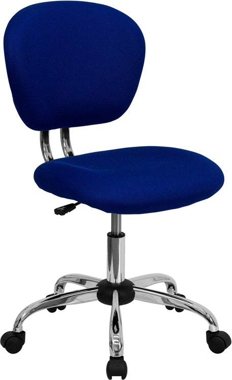 FLASH Beverly Mid Back Black Mesh Office Chair with Padded Seat, Swivel & Adjustable Height, Chrome Base & Arms - Ergonomic Desk Chair for Home & Office Workspace