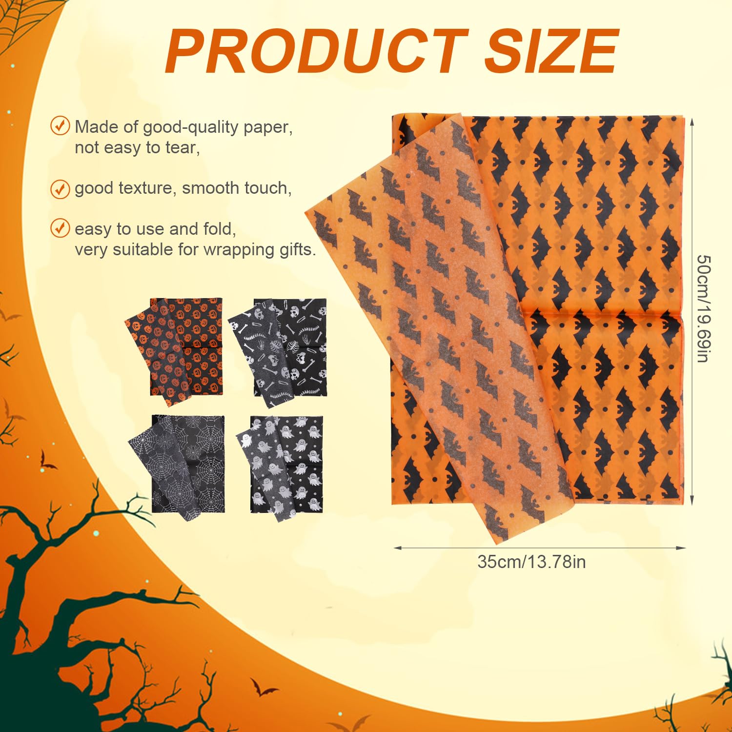 30 Sheets Halloween Gift Wrapping Tissue Paper - 5 Unique Designs for Party Decorations, Gifts & Crafts | Perfect for Halloween Party Favors, Gift Bags & DIY Decor