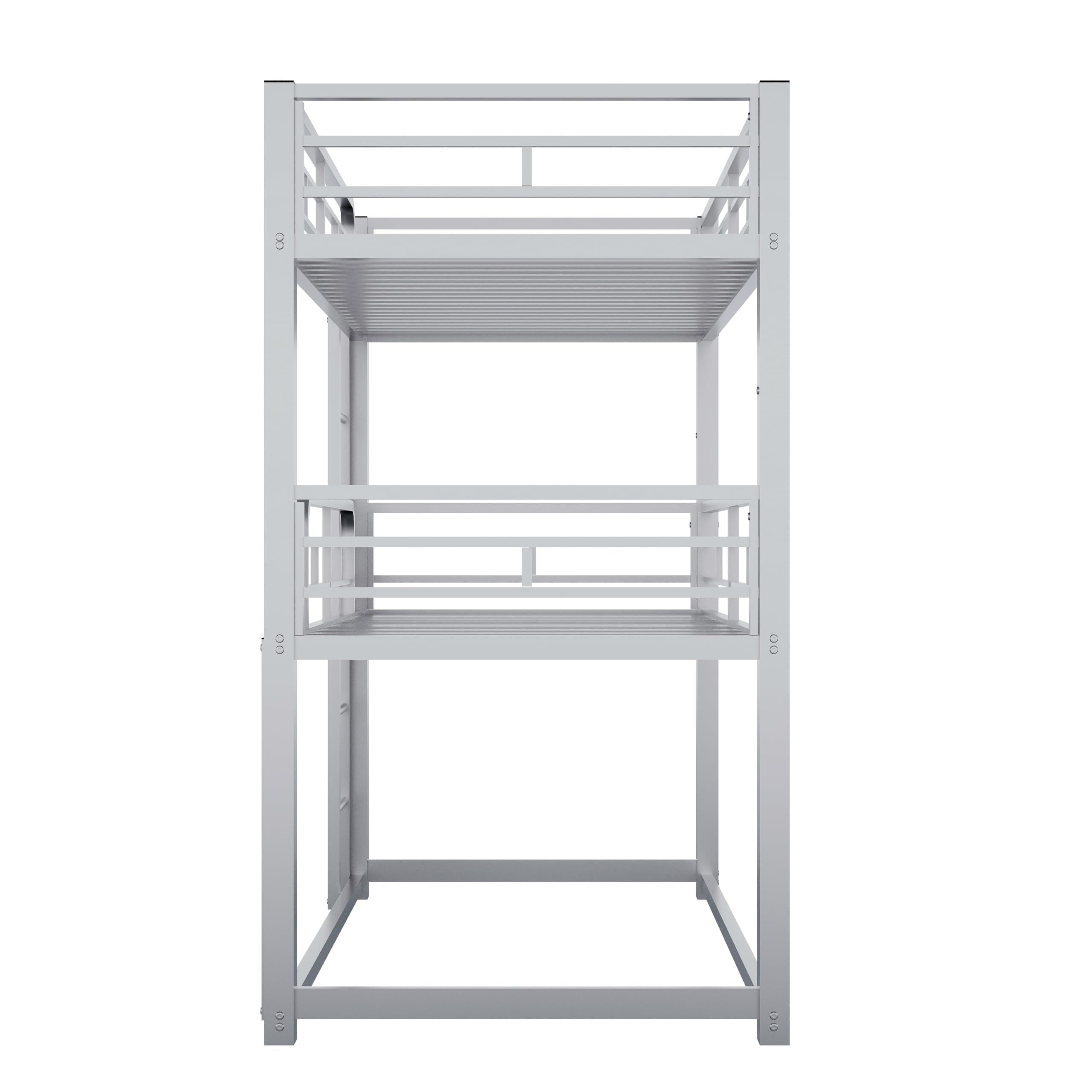 Sturdy Triple Bunk Bed Twin Over Twin Over Twin – 3 Tier Bunk Bed with 2 Ladders & Safety Guardrails – Space-Saving Twin Size Bunk Bed for Kids & Teens – Silver Finish – Ideal for Dorms, Hostels & Small Bedrooms