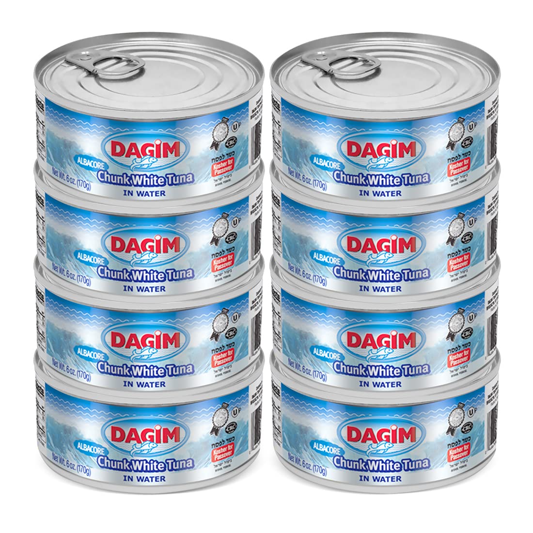 Premium Chunk White Albacore Tuna in Water - 6 oz. Canned Tuna Fish, Kosher Certified for Passover - Pack of 8 - Perfect for Salads, Sandwiches, and Healthy Meal Prep