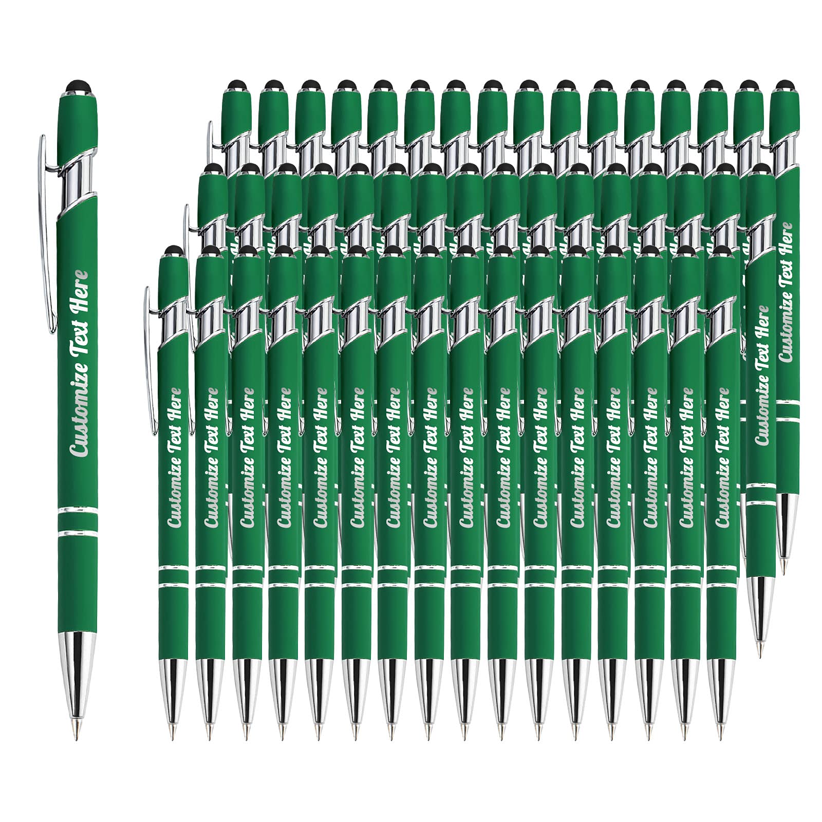 500 Custom Engraved Ballpoint Pens with Business Name/Logo - Bulk Personalized Pens with Stylus for Office, School & Promotions - Medium Point Black Ink (60 Pack) - Perfect for Corporate Gifts, Graduation Favors & Business Events