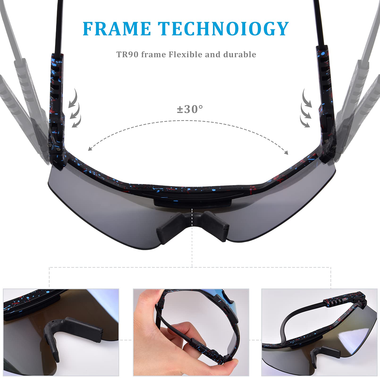 Polarized Sports Sunglasses for Men & Women - UV Protection Cycling Sunglasses for Running, Hiking & Outdoor Activities