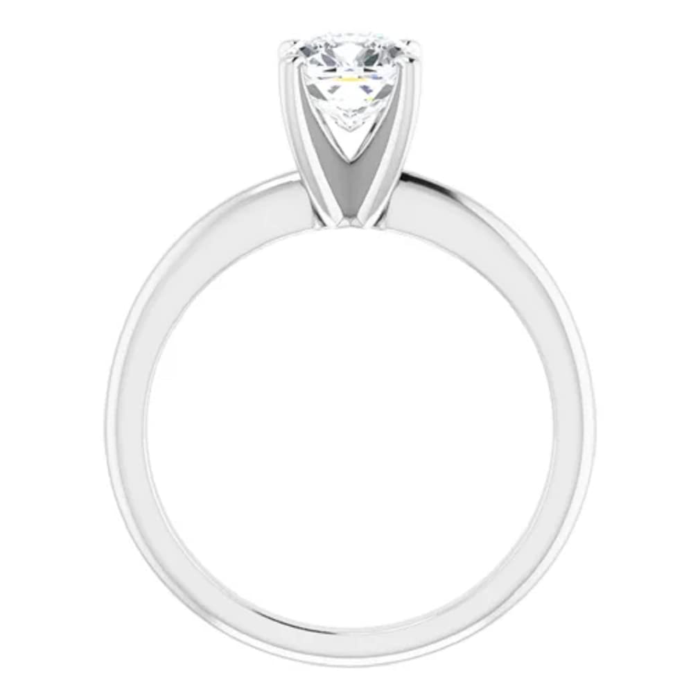 10K Solid White Gold Handmade Engagement Ring - 1 CT Cushion Cut Moissanite Diamond Solitaire Wedding Band for Women - Perfect for Proposals, Anniversaries & Bridal Jewelry Gifts