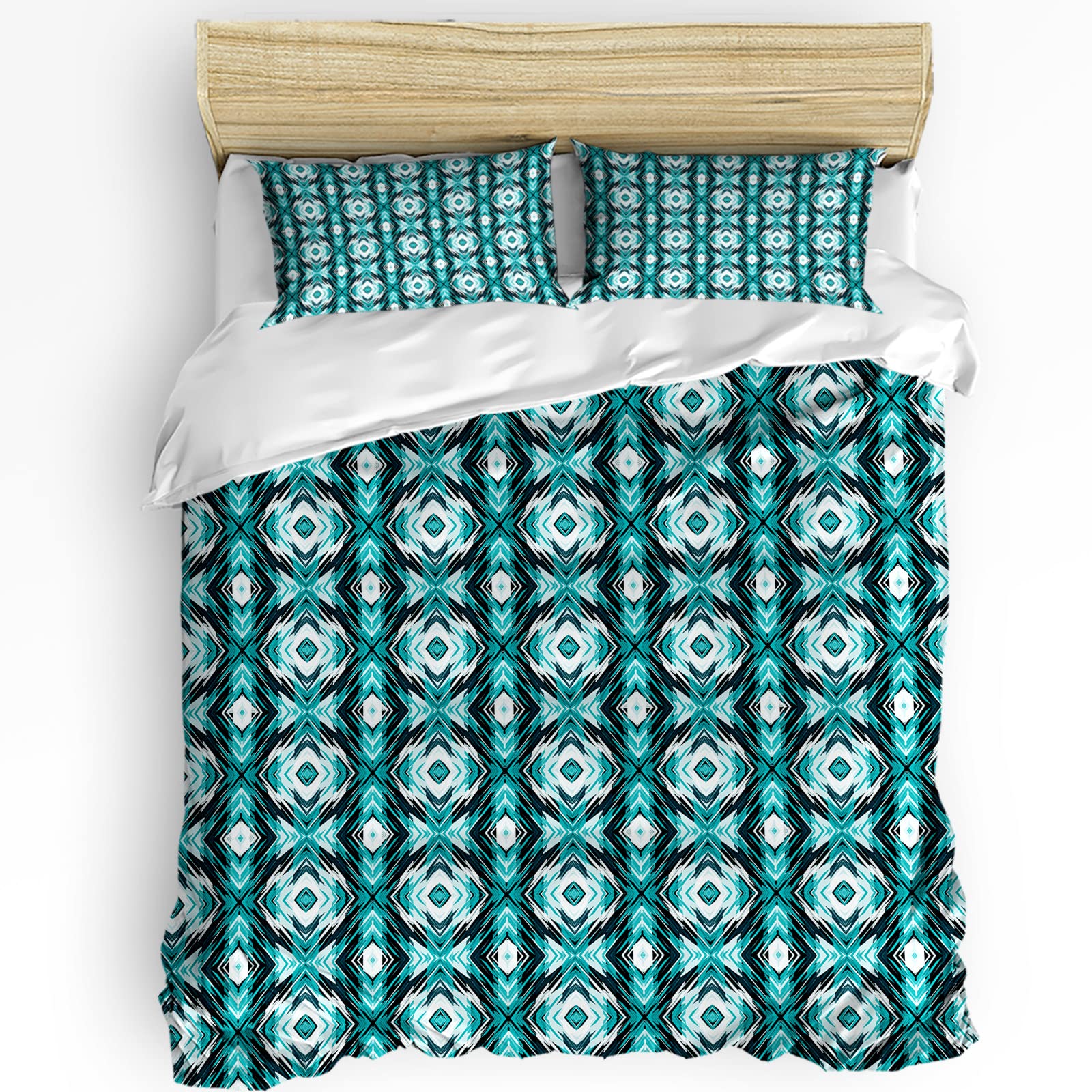 Fandim Fly Full Size Bedding Set - 3 Piece Cozy Duvet Cover with Geometric Rhombus Pattern & 2 Pillowcases | Soft Quilt Cover for Home Decor | Perfect for Master Bedroom, Guest Room & Dormitory