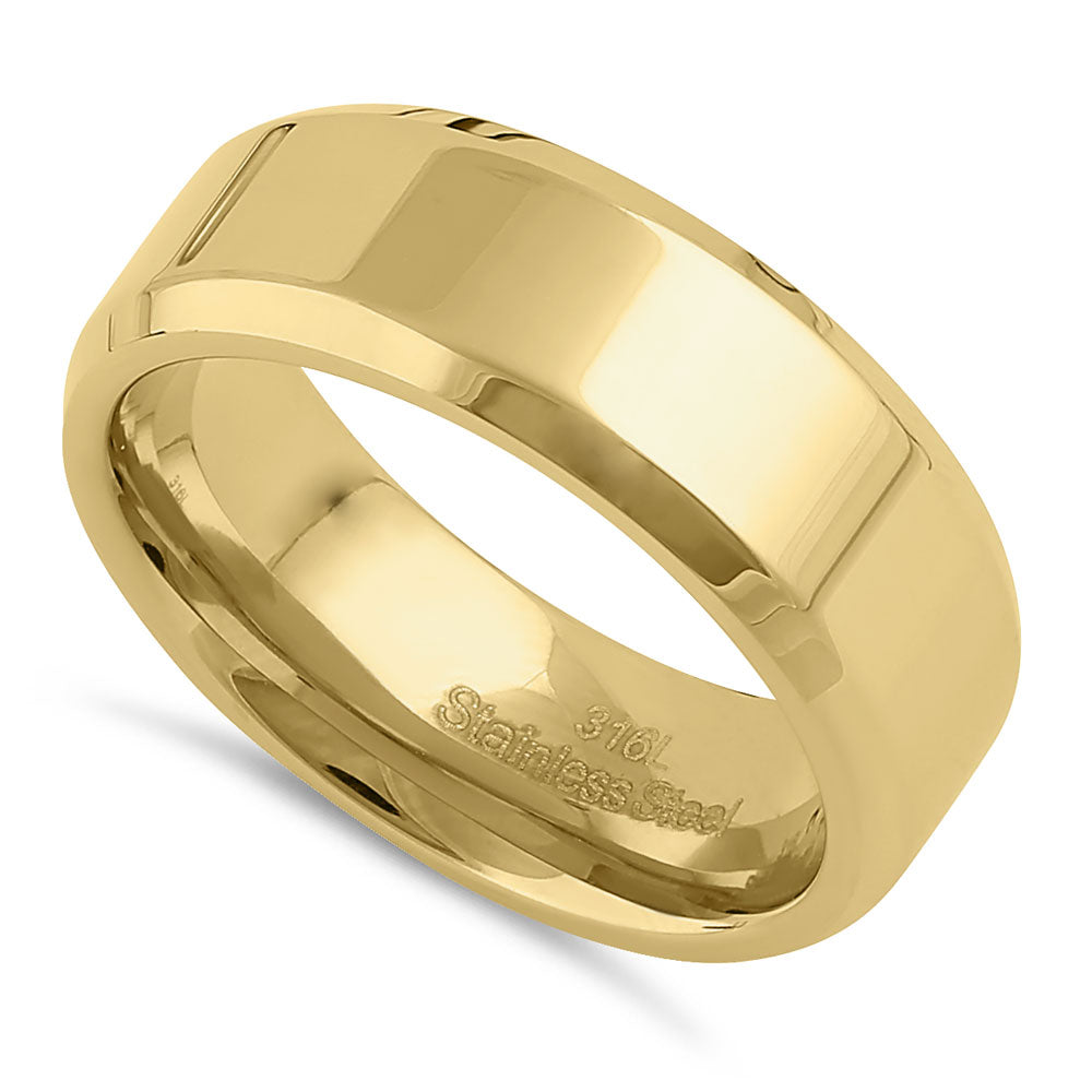 7mm Stainless Steel Yellow Gold High Polish Band Ring for Men & Women - Wedding, Engagement, Anniversary & Everyday Wear