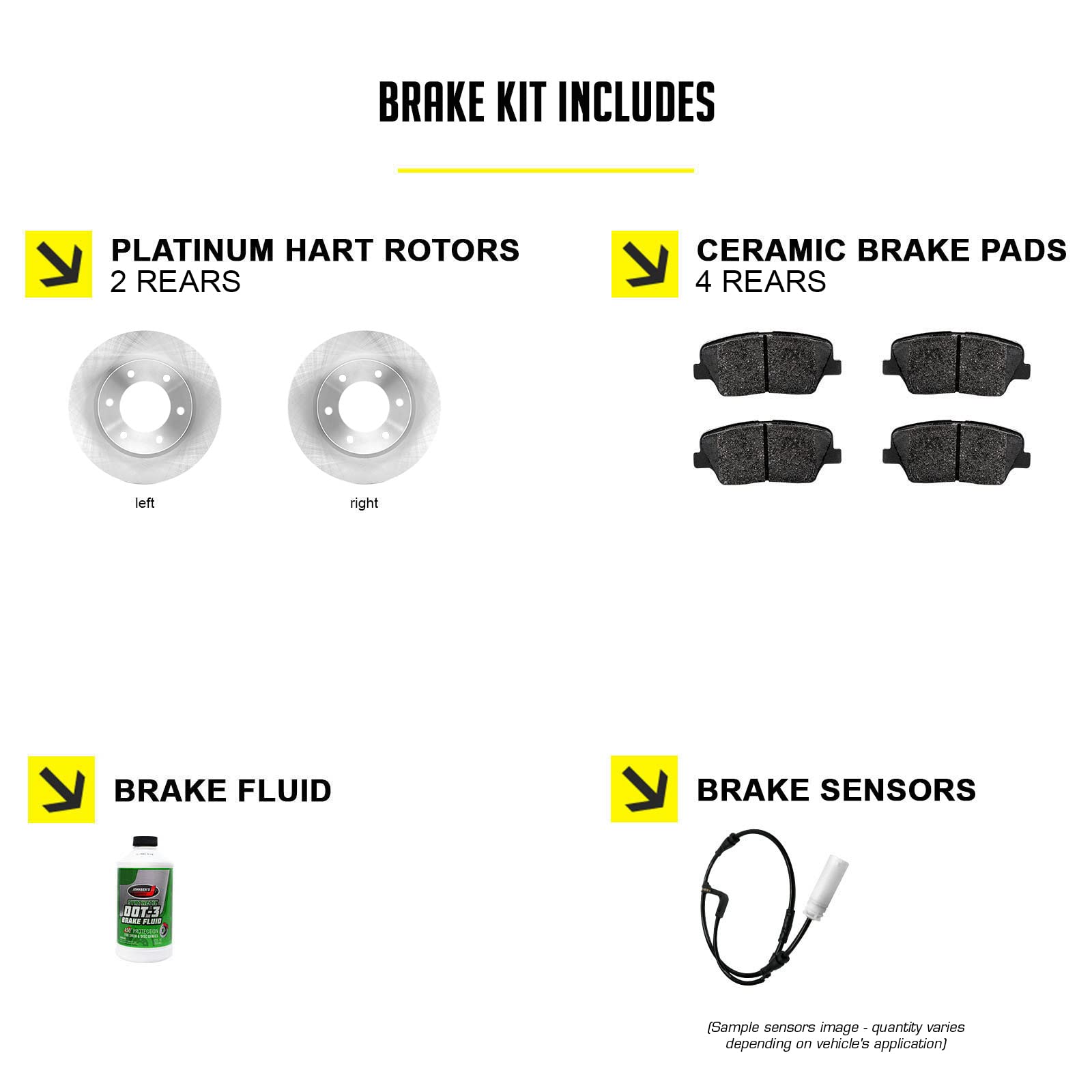 Hart RBB1.20002.62 Rear Brake Kit - Semi-Metallic Brake Pads & Rotors with Sensor Wire | High-Performance Braking System for Trucks, SUVs & Sedans | Perfect for City Driving, Highway Commuting & Heavy Loads