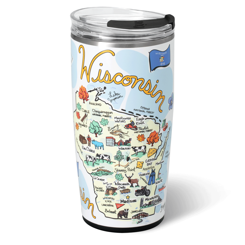 Premium 22oz Wisconsin Tumbler - Double Wall Vacuum Insulated Stainless Steel Travel Mug - Keeps Drinks Hot/Cold for Hours - Perfect for Coffee, Tea, Camping & Outdoor Adventures