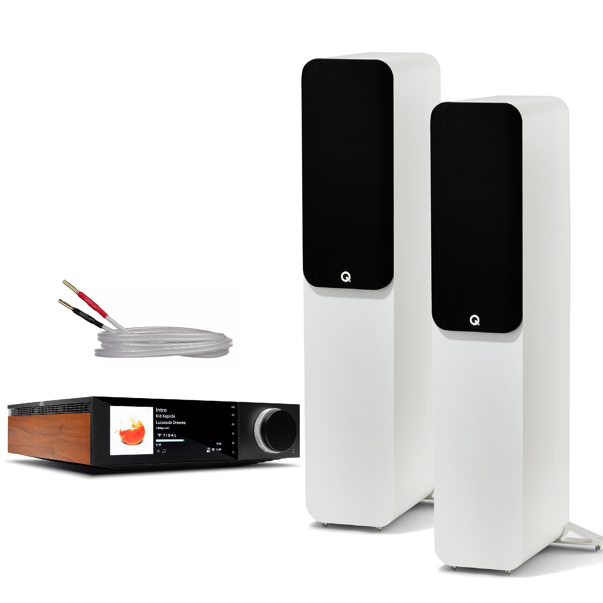 Q Acoustics 5050 Floorstanding Speakers with High-Power Amplifier Bundle - Premium Home Theater & Stereo Sound System for Movies, Music & Gaming