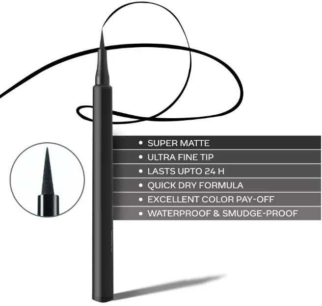 Waterproof Black Liquid Eyeliner Pen - Smudge Proof, Long Lasting Makeup for Dramatic Eye Looks | Perfect for Parties, Weddings & Everyday Wear