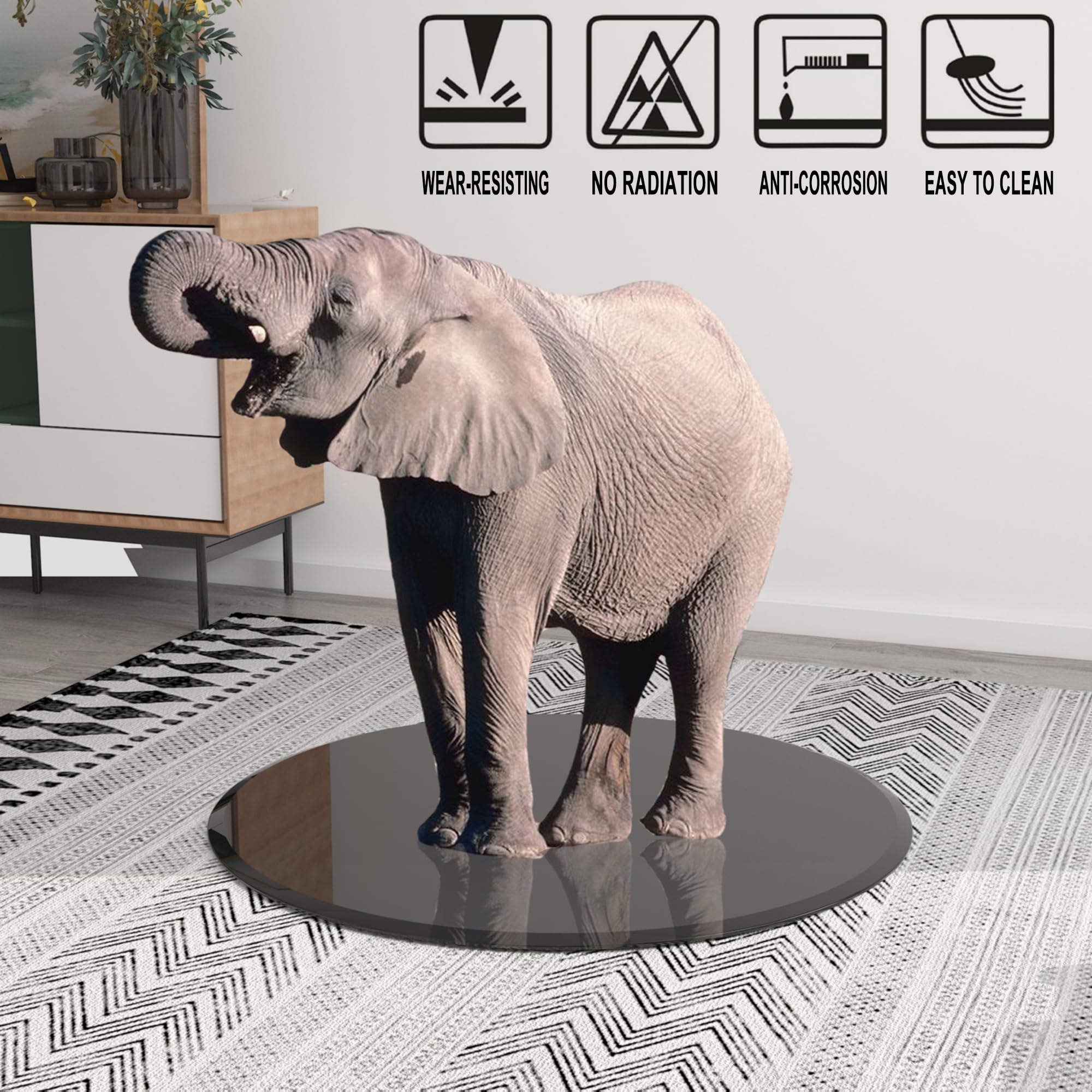 38.6 Inch Round Tempered Glass Table Top - 2/5