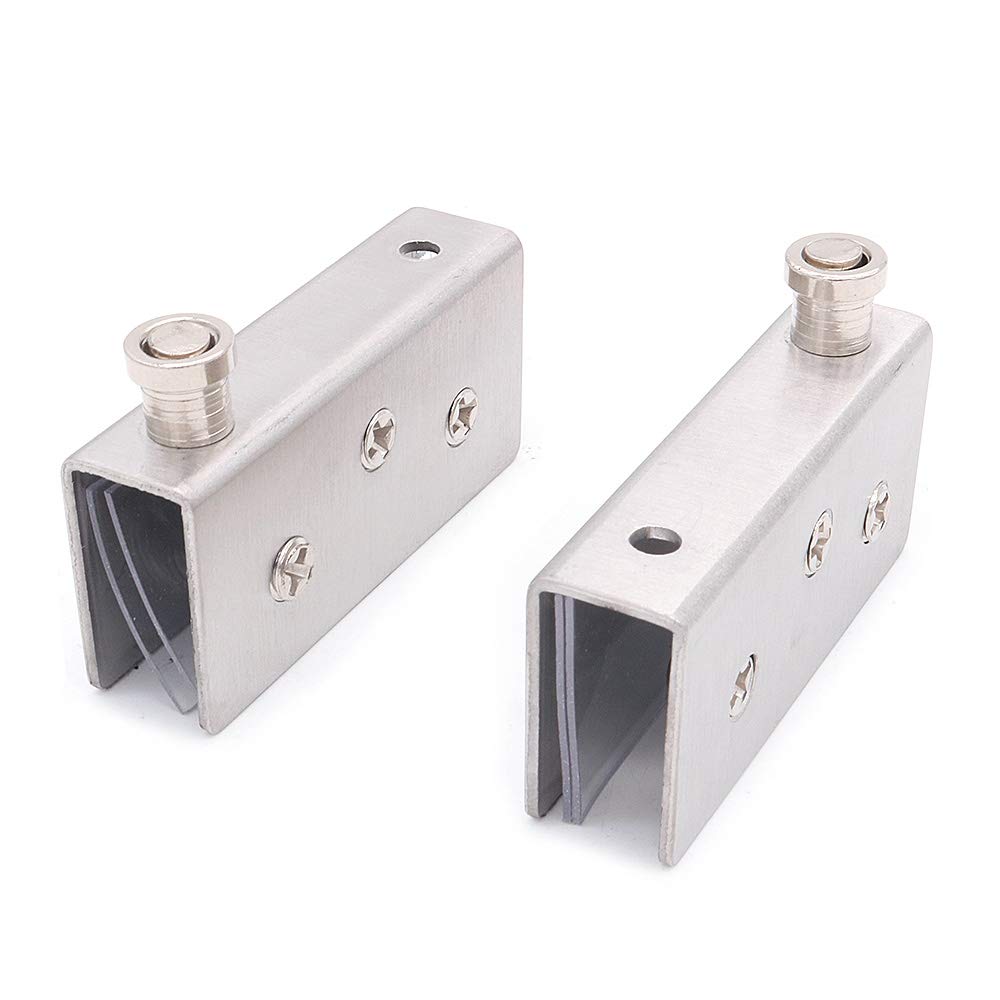 2 Pack NUZAMAS Cabinet Door Pivot Hinges Set - Upper & Lower Installation, Glass Door Hinge Latch with Clamps for Kitchen Cabinets, Wardrobes & Display Cases (Heavy Duty Hardware for Smooth Door Movement)