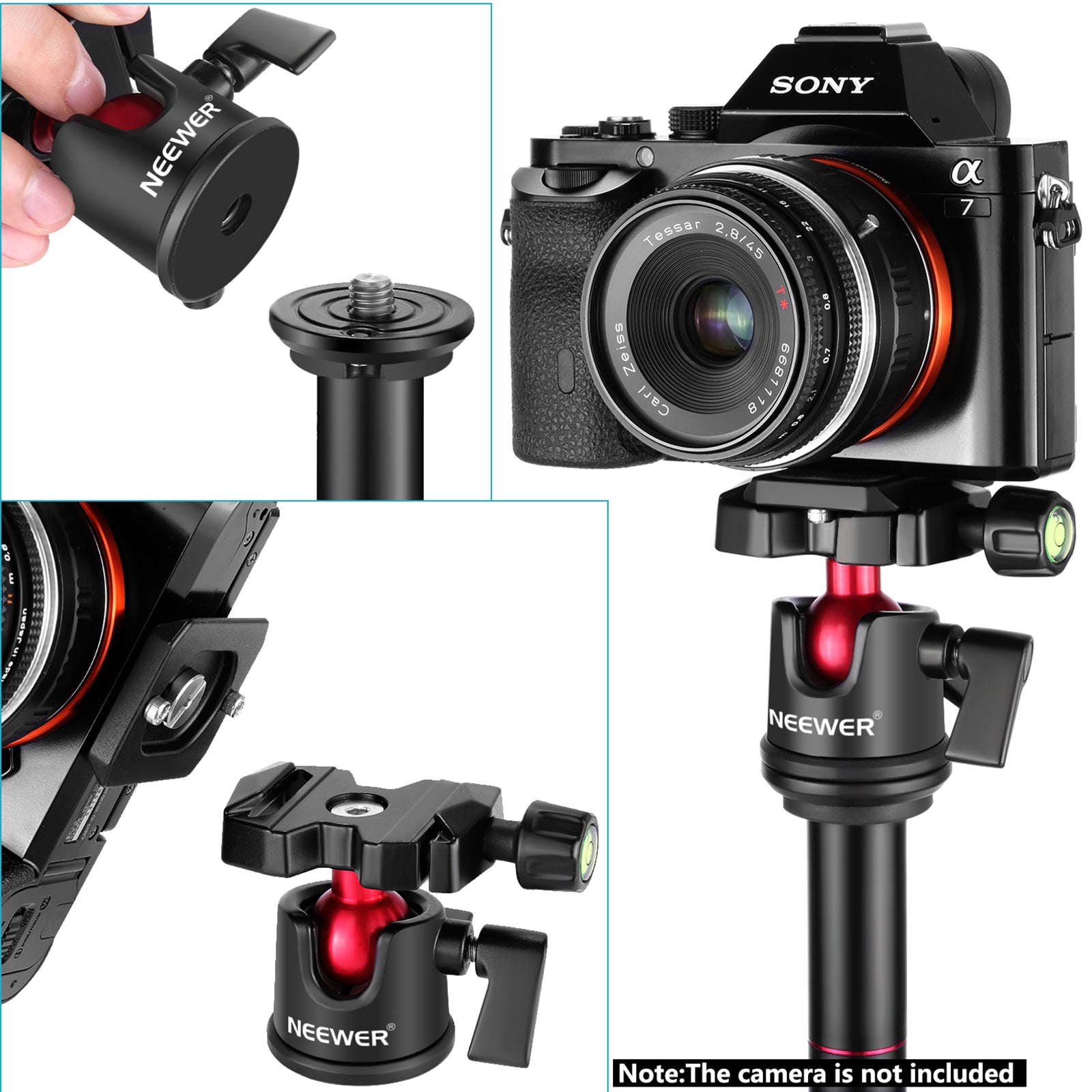 NEEWER GM MN25 Professional Camera Tripod Ball Head - 360° Rotation & Quick Release Plate for DSLR, Mirrorless Cameras - Perfect for Photography, Videography, Travel & Outdoor Shooting