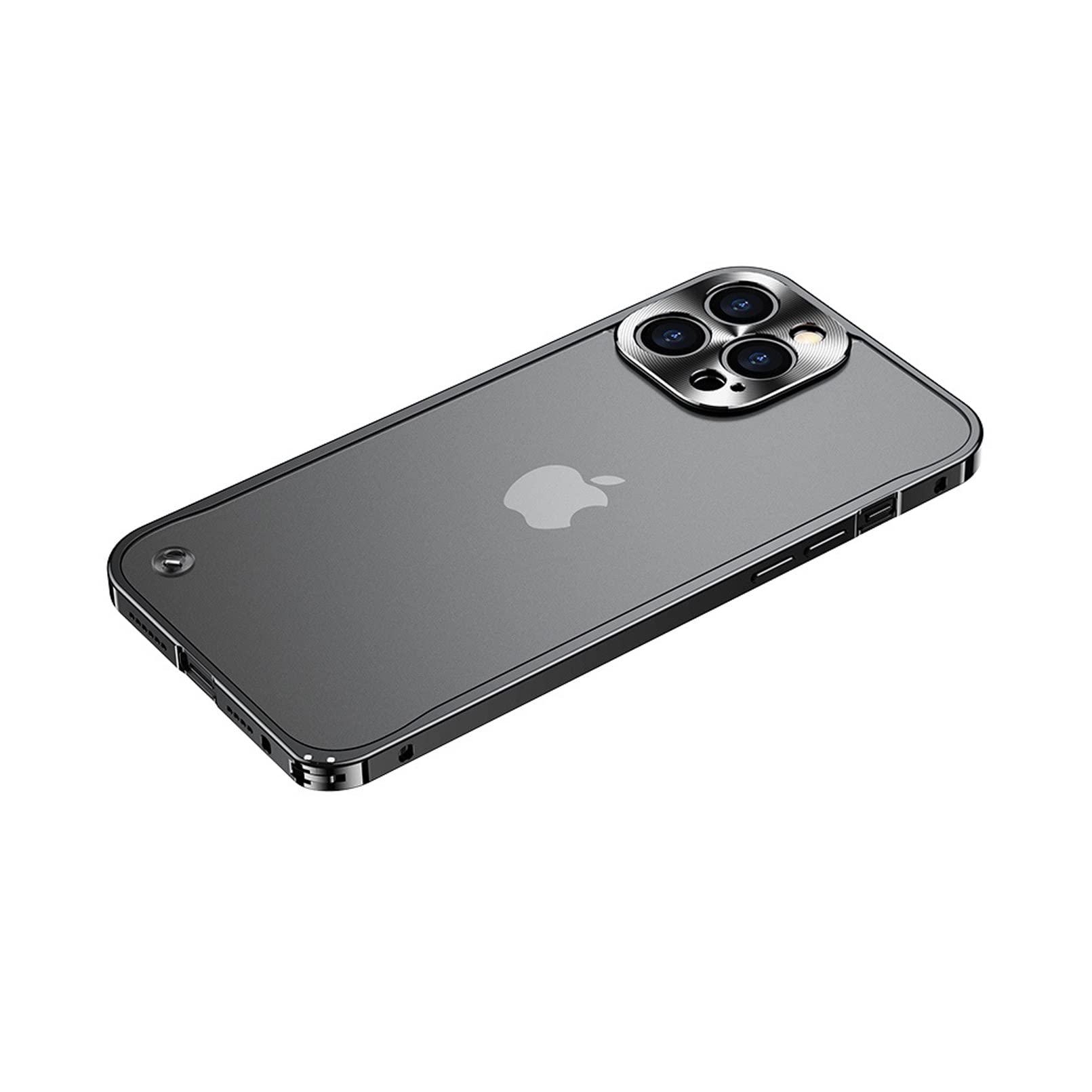 Premium CZKE Matte Shockproof Metal Frame Phone Case for iPhone 11 Pro Max & 12 - Luxury Bumper Cover with Lens Protection (Black) | Durable Protection for Work, Travel & Outdoor Activities
