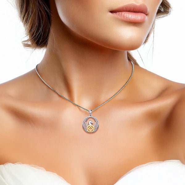 Celtic Phoenix Recovery Pendant - Sterling Silver with 14K Gold Accent - AA or NA Symbol - Adjustable 18