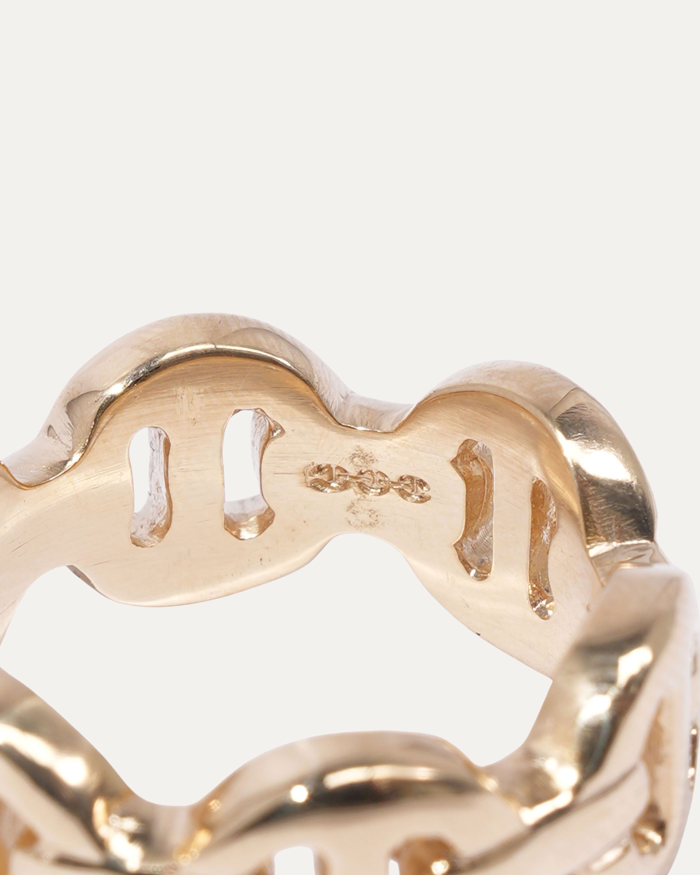 18K Yellow Gold Heritage Classic Tri Link Ring for Women - Elegant Jewelry Gift for Anniversary, Wedding & Special Occasions