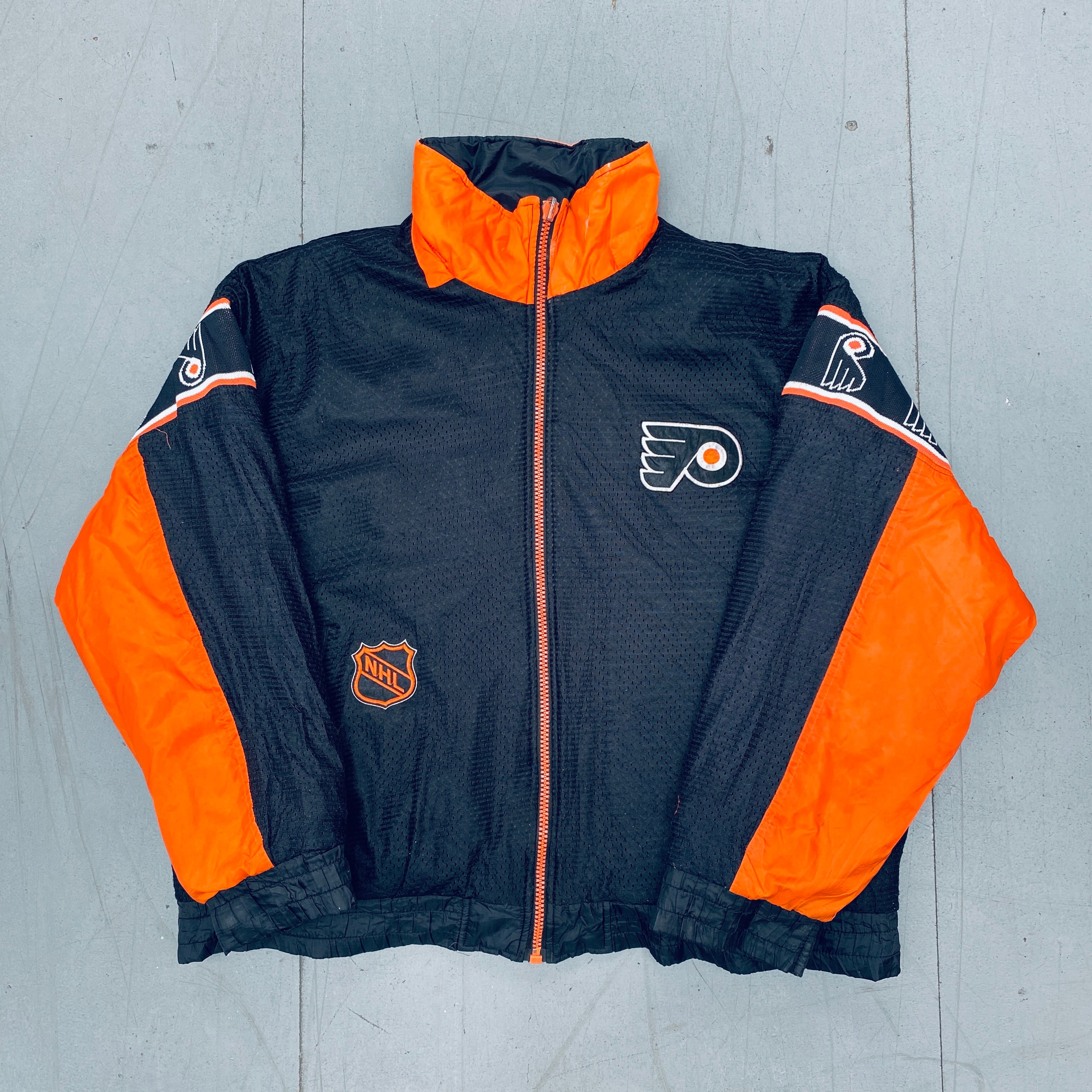 Philadelphia Flyers 1990s Reversible Full-Zip Hockey Jacket - Vintage NHL Fan Gear, XL/XXL - Perfect for Game Day & Retro Sports Fashion