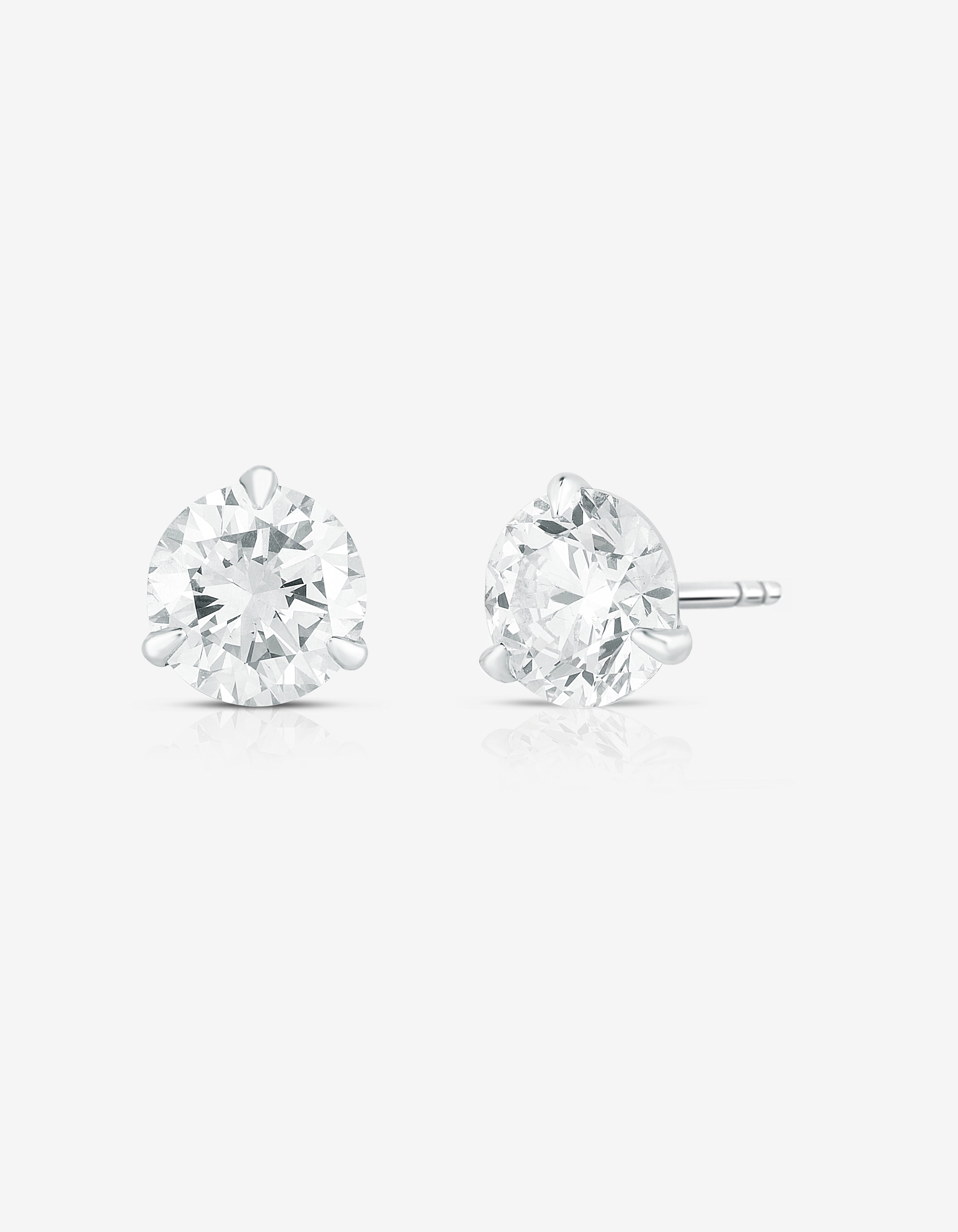 Classic Diamond Stud Earrings for Women - 14K White Gold Prong Set Round Cut Solitaire Earrings - Perfect for Weddings, Anniversaries & Everyday Elegance