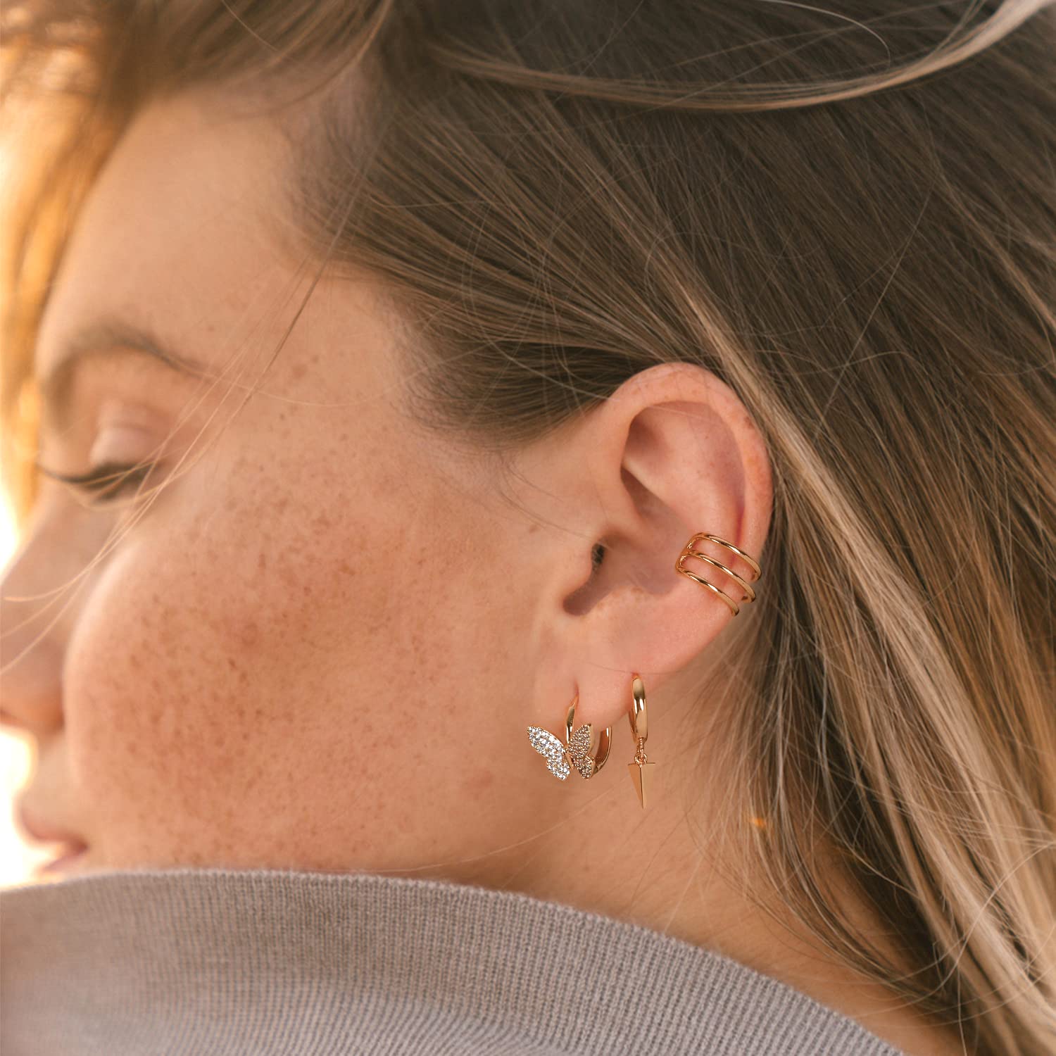 VACRONA 14k Gold Plated Heart Huggie Hoop Earrings for Women - Small Dainty Hoops for Everyday Wear, Gift Giving & Special Occasions