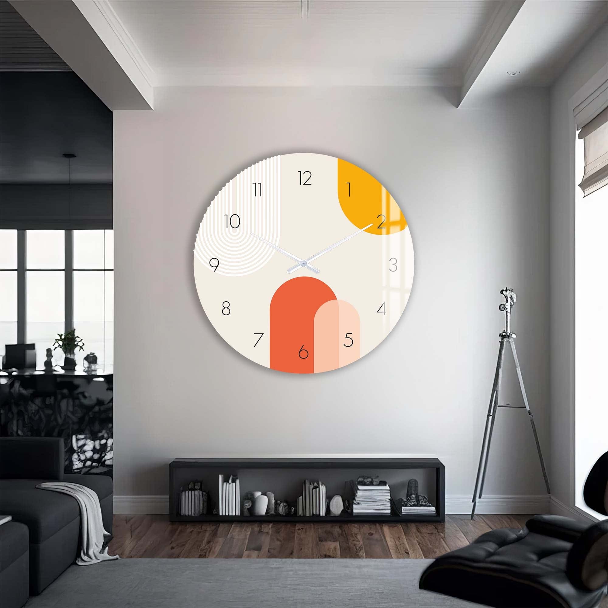 Stylish Beige Puffy Glass Wall Clock - Modern Home & Office Decor - Perfect for Living Room, Bedroom, Kitchen, and Workspace