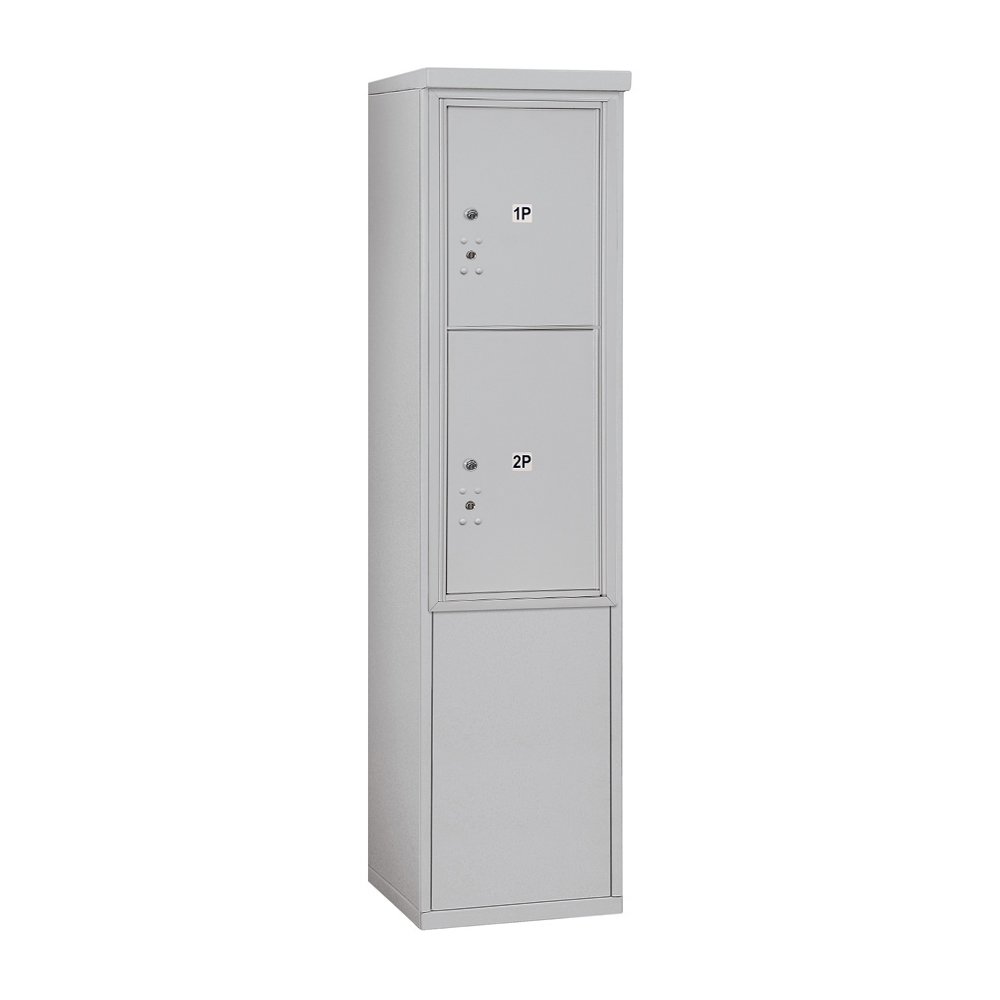 Salsbury Industries 3911S-2PAFU Free Standing Horizontal 4-Compartment Aluminum Parcel Locker Mailbox - Secure Package Delivery Solution for Apartments, Offices & Schools