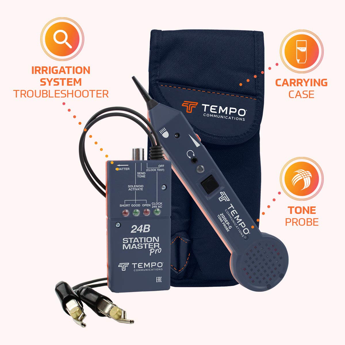 TEMPO Station Master Pro Irrigation System Tester - Professional Solenoid Activator, Valve Locator & Tone Generator for Sprinkler Systems | Perfect for Lawn Care, Golf Courses & Landscape Maintenance (24BK)