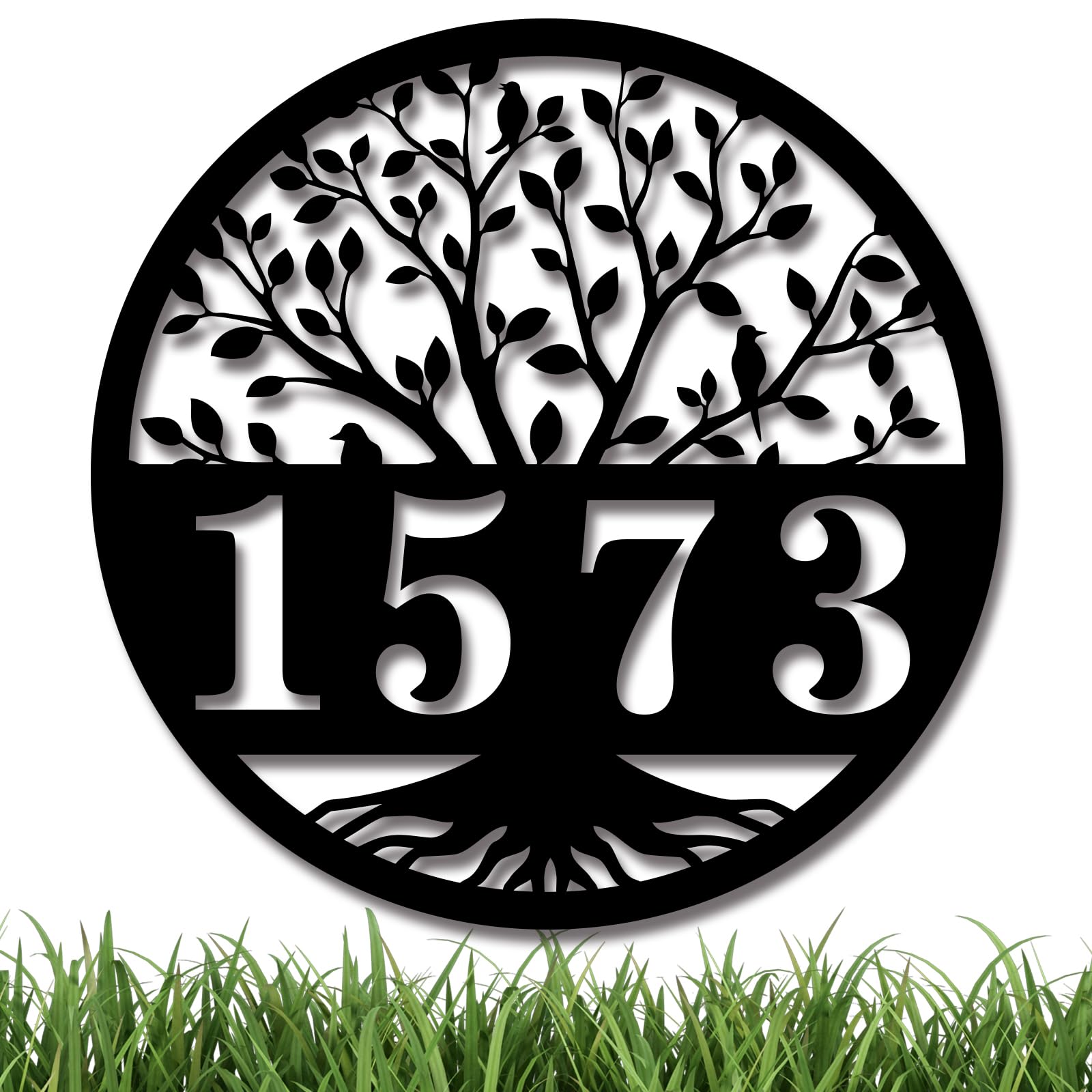 Custom Metal House Numbers for Outdoor - Personalized Modern Address Plaque, Yard Sign with Tree of Life Design - Perfect for Home Entrance, Mailbox & Front Door Decoration