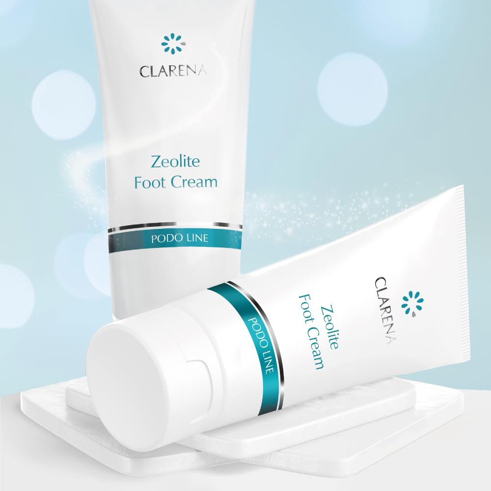 Clarena Podo Line Zeolite Foot Cream for Cracked Heels & Dry Skin - 100ml Moisturizing Foot Treatment for Cracked Feet, Calluses & Rough Skin - Perfect for Daily Foot Care & Pedicure Routine