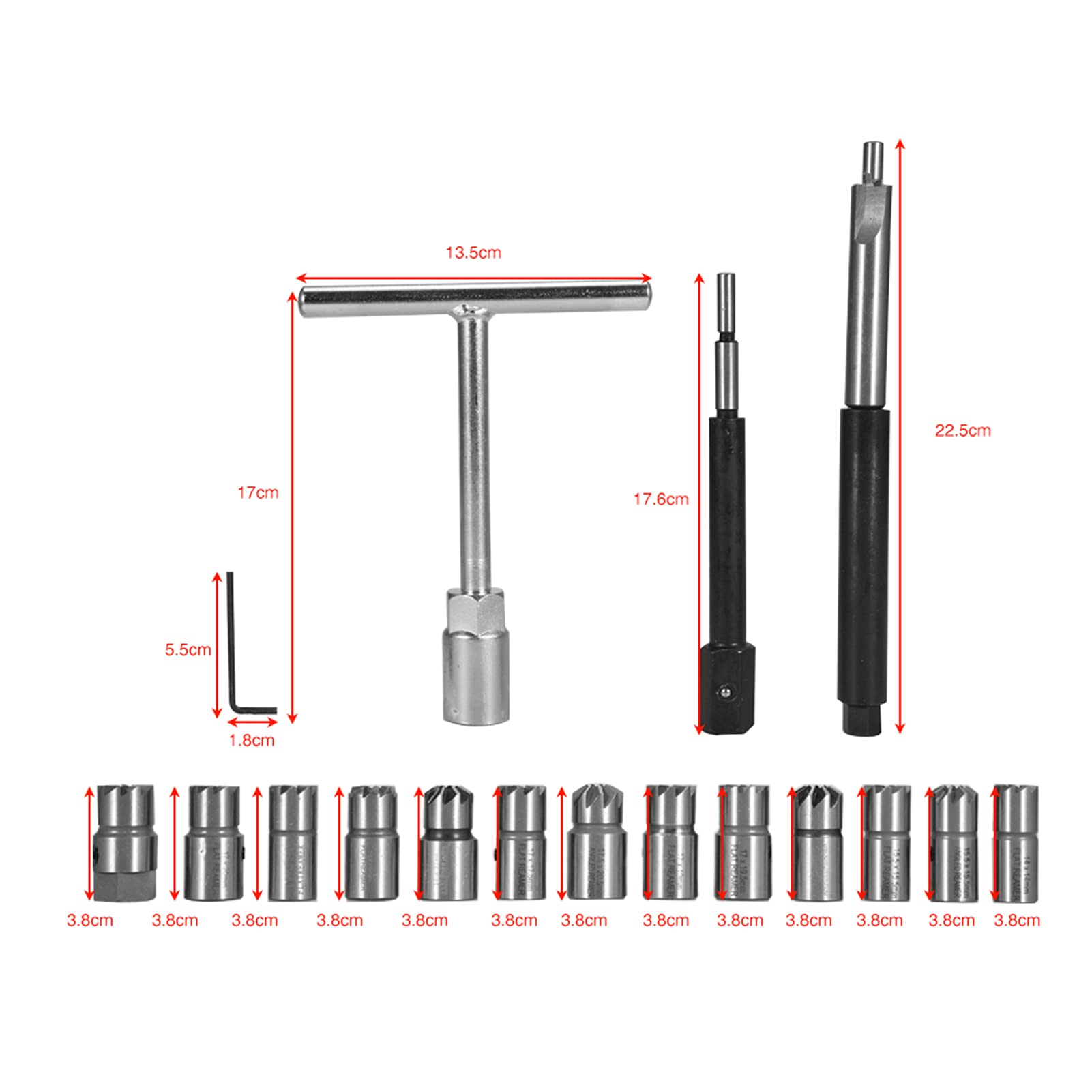 17-Piece Injector Seat Cutter Tool Kit - Professional Fuel Injector Remover & Repair Set for Automotive Garage | Perfect for Diesel & Gas Engine Maintenance, Valve Seat Cutting & Fuel System Repair