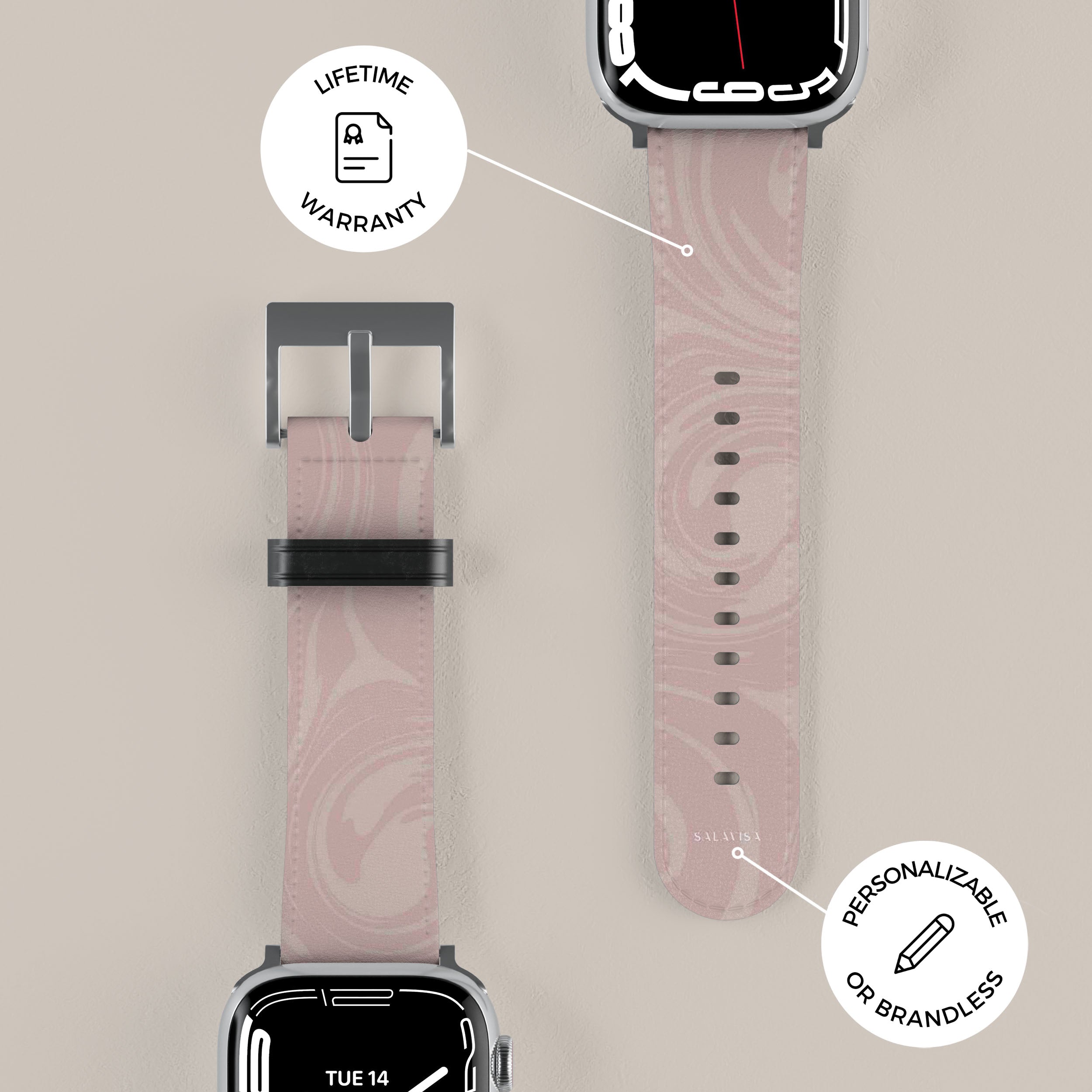 Pink Swirl Apple Watch Band - Soft Silicone Replacement Strap for Apple Watch Series 9/8/7/6/SE - Stylish & Comfortable Wristband for Women & Men - Perfect for Workouts, Running, Gym & Everyday Wear