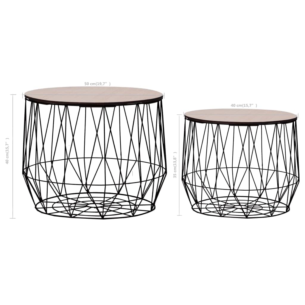 SKM Modern Coffee Table Set of 2 - Black End Tables for Living Room | Perfect for Small Spaces, Apartments & Home Decor
