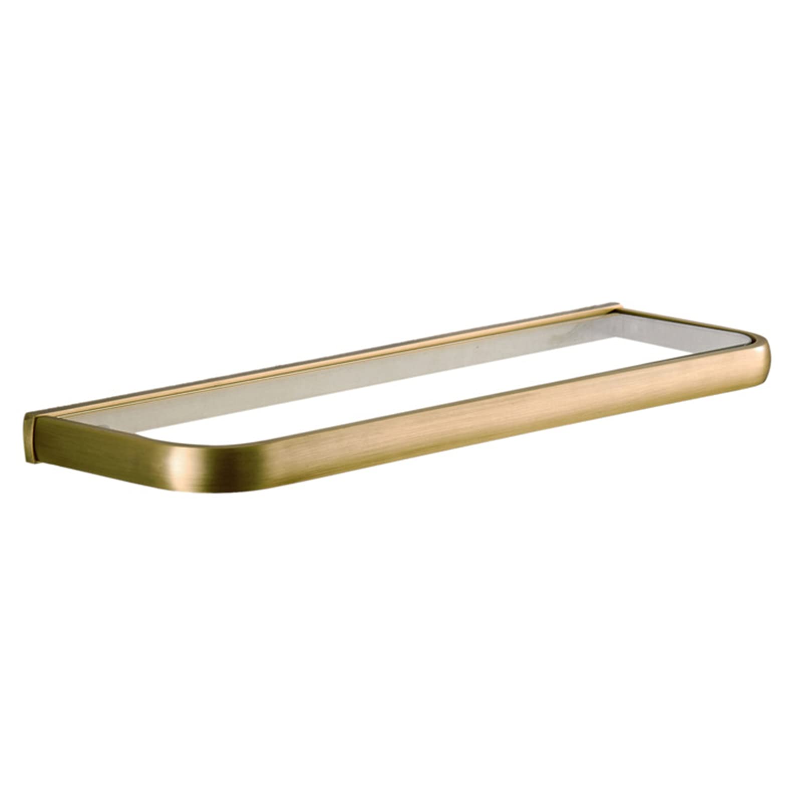 20 Inch Brass Glass Wall Mounted Shelf - Rectangular Shower Shelf with Electroplated Polish - Single Layer Storage Rack for Kitchen, Bathroom, Balcony - Perfect for Organizing Bath Essentials, Spices, and Decorative Items