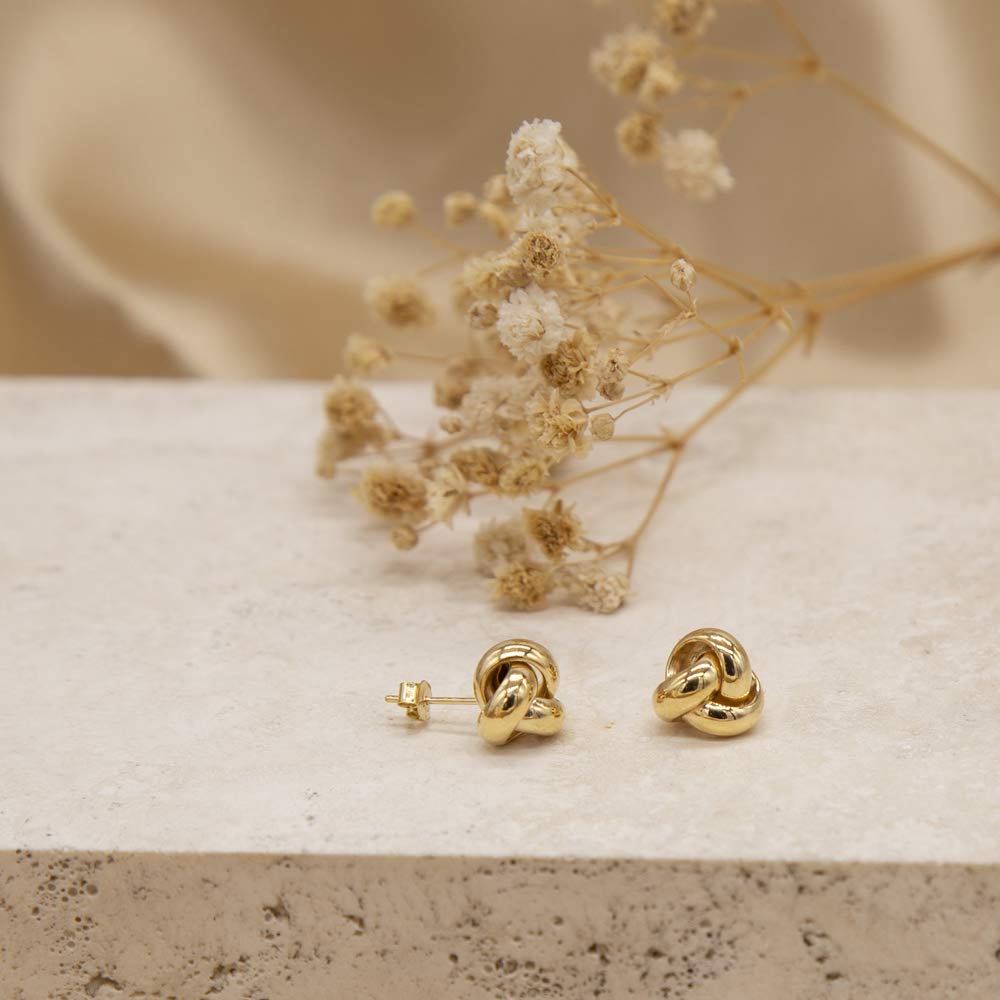 Carissima Gold 9ct Yellow Gold 9mm Triple Knot Stud Earrings for Women - Elegant Jewelry Gift for Her, Perfect for Weddings, Anniversaries & Special Occasions