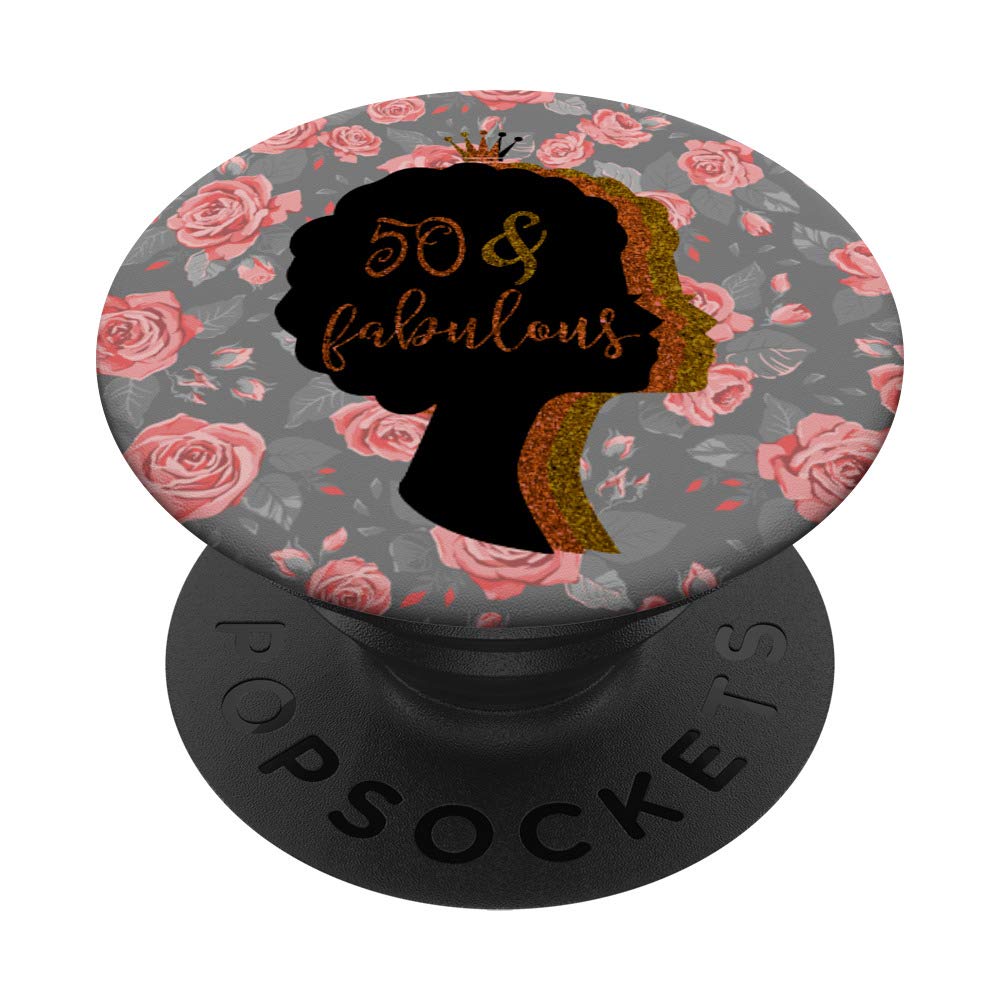 50 & Fabulous Women's T-Shirt - 50th Birthday Themed PopSockets Phone Grip & Stand for iPhone, Samsung & Tablets - Perfect Birthday Gift for Women, Mom & Friends