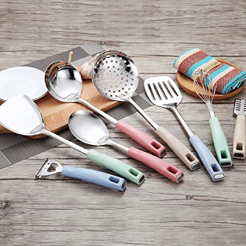 Premium 9-Piece Stainless Steel Kitchen Utensil Set with Stand - Includes Slotted Turner, Ladle, Skimmer, Serving Spoon, Pasta Server, Egg Whisk - Durable Cooking Tools for Baking, Frying, Serving & Everyday Kitchen Use