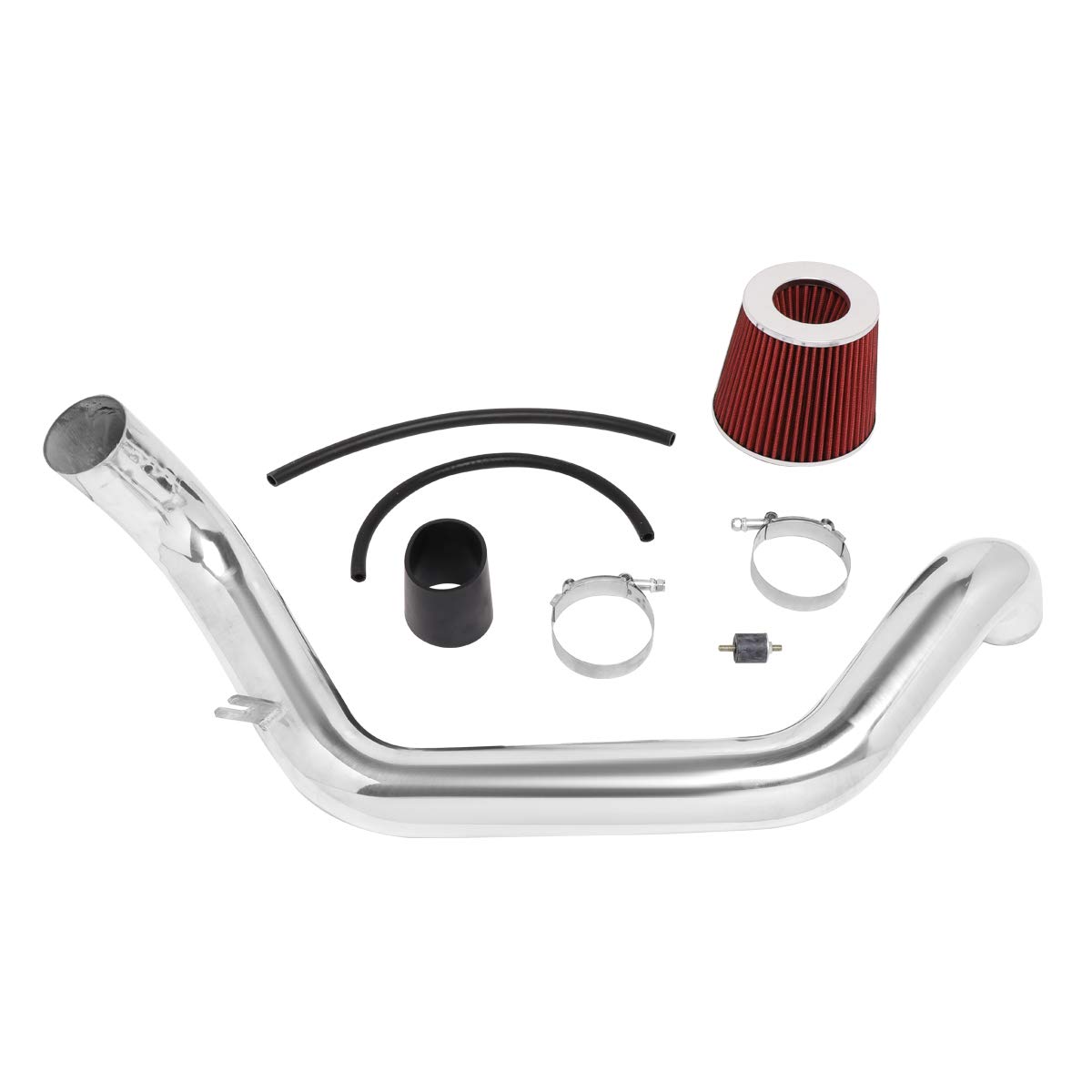 DNA Motoring ITK-0030-RD Red Aluminum Cold Air Intake System with High-Performance Air Filter - Boost Engine Power & Fuel Efficiency for Cars, Trucks & SUVs