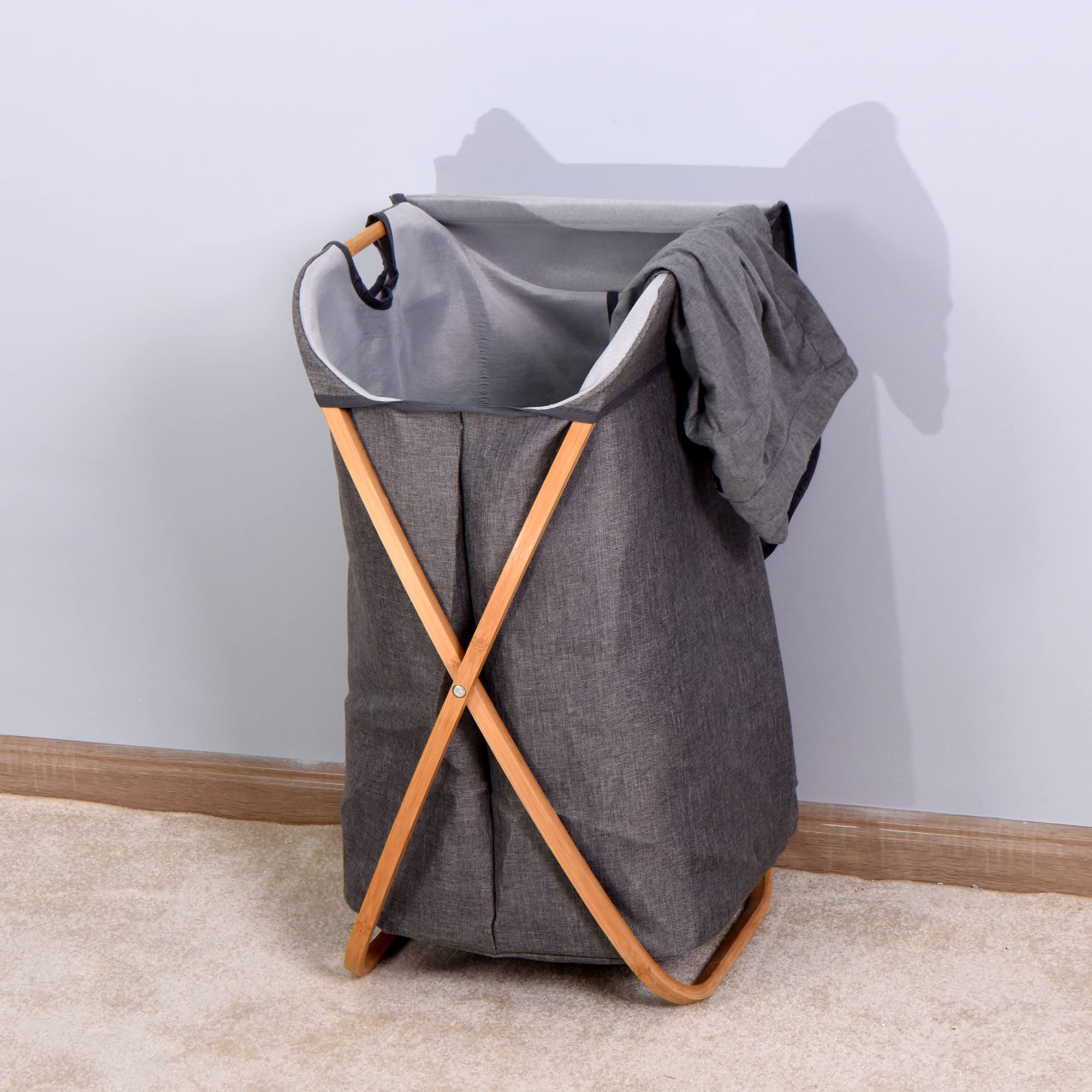 Large Bamboo Laundry Hamper Basket - 18.11 x 14.2 x 27.55 Inch Natural Bathroom Storage Organizer for Clothes, Towels & Home Decor - Perfect for Bedroom, Laundry Room & Dorm Organization