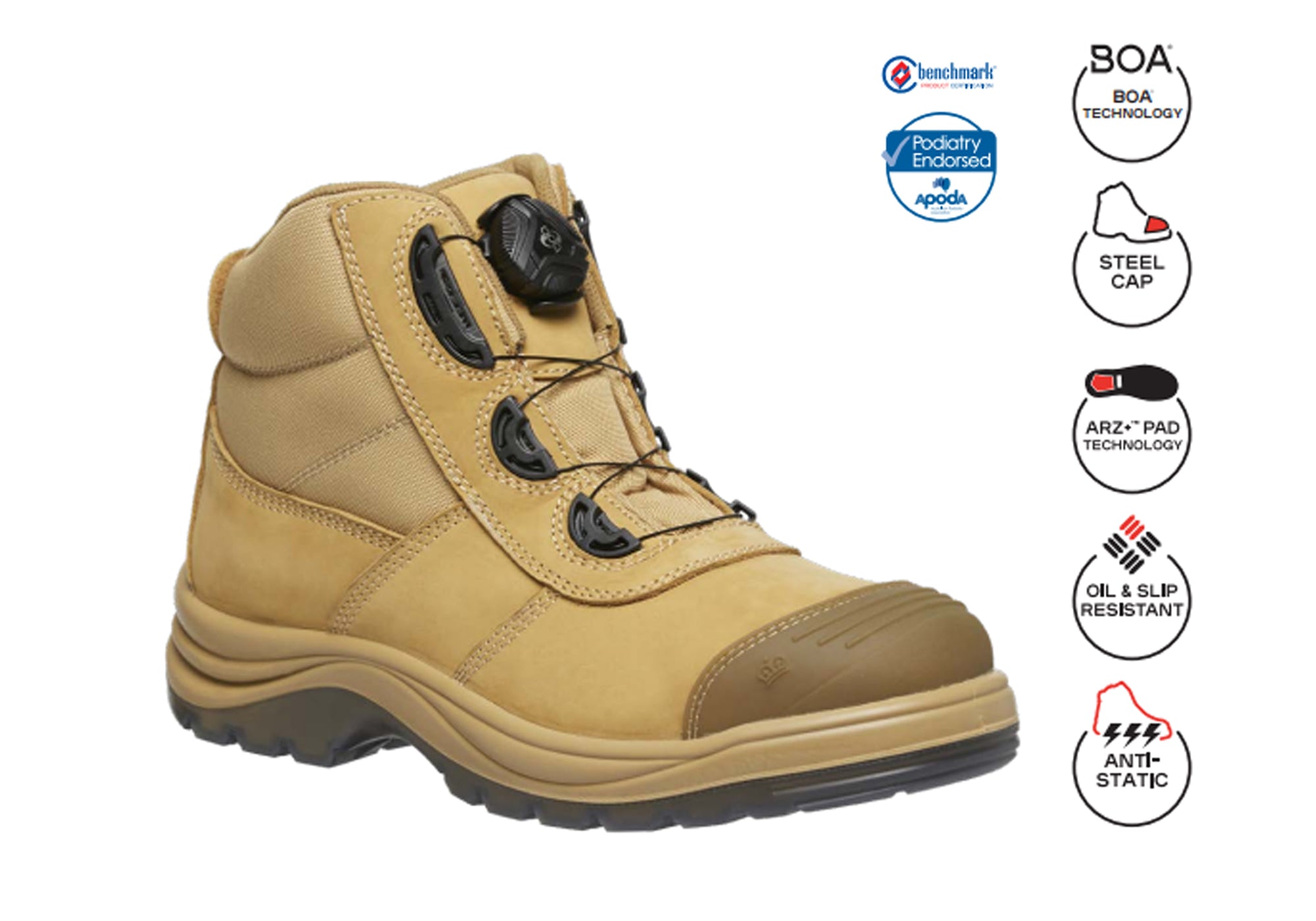 KingGee Tradie Boa Men's Steel Toe Cap Work Boots - Durable Safety Shoes for Construction, Warehouse & Outdoor Work | Slip Resistant & Comfortable for Long Shifts