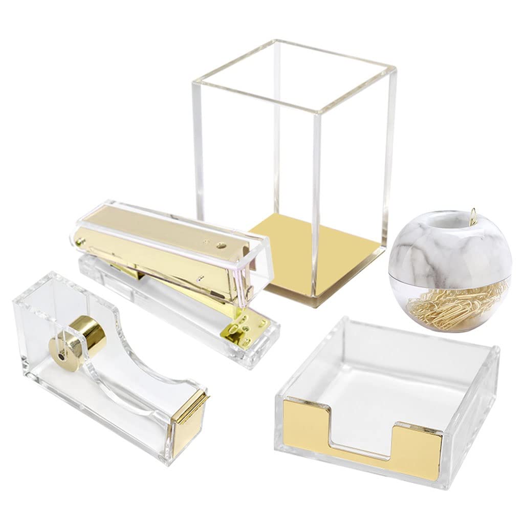 Rose Gold Desk Organizer Set - Office Supplies for Home & Work
