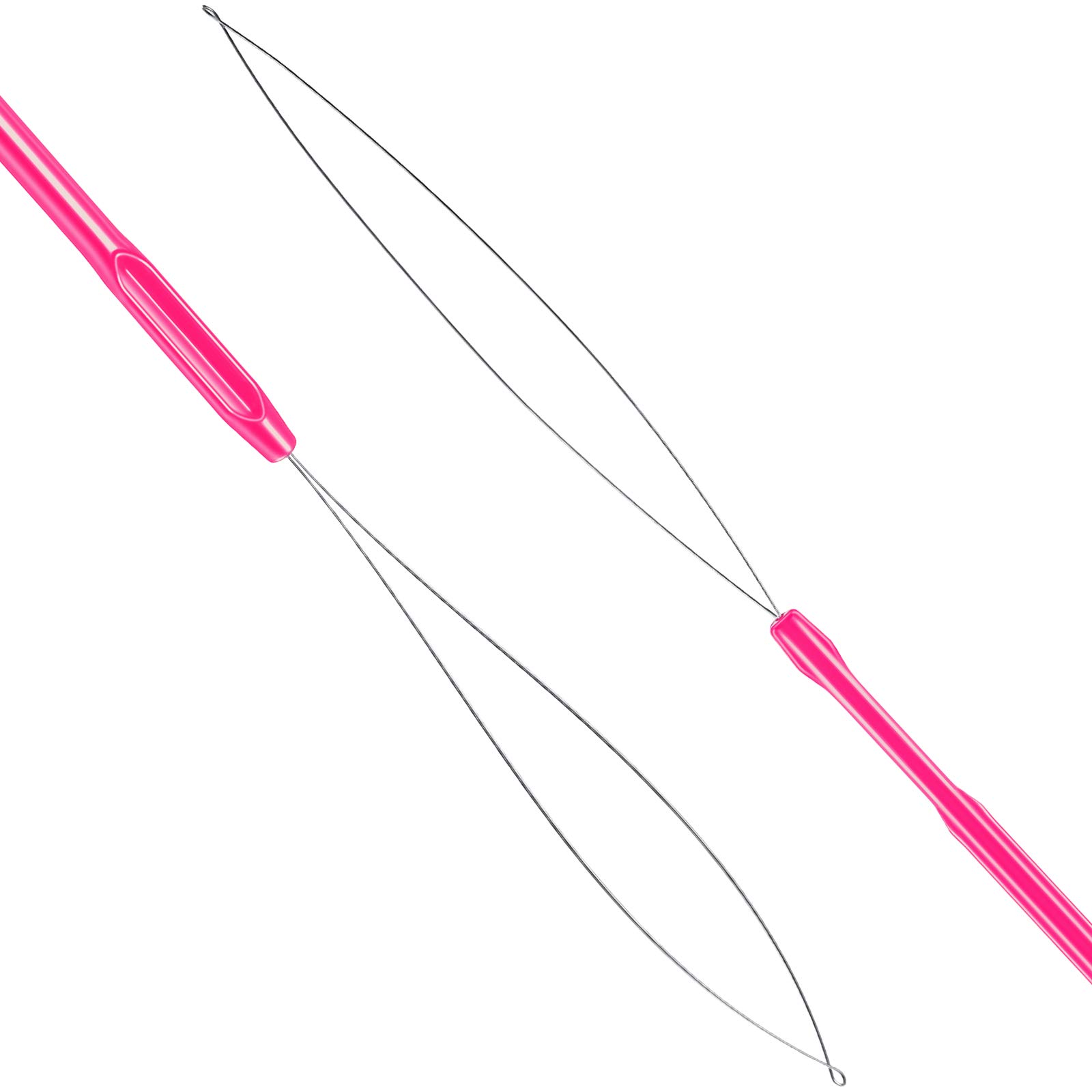 10 Pieces Hair Extension Loop Needle Threader & Bead Tool Kit - Rose Red | Professional Hair & Feather Extension Hook for Easy Installation | Perfect for Salon, DIY Beauty & Cosplay Use