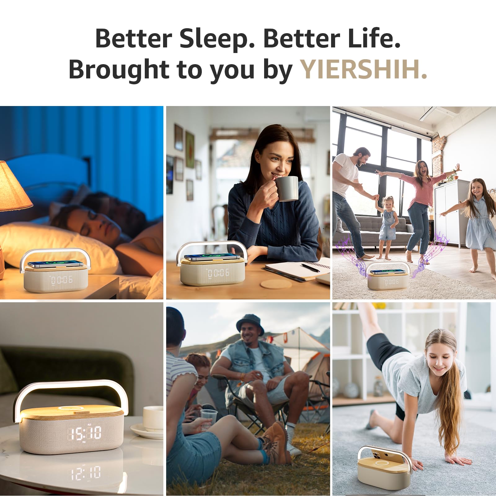 6-in-1 Sound Machine with Alarm Clock | Portable Bluetooth Speaker, Touch Night Light & 10W Fast Wireless Charger | 13 Soothing Sleep Sounds & White Noise Generator | Perfect for Bedroom, Nursery, Office & Travel Gifts